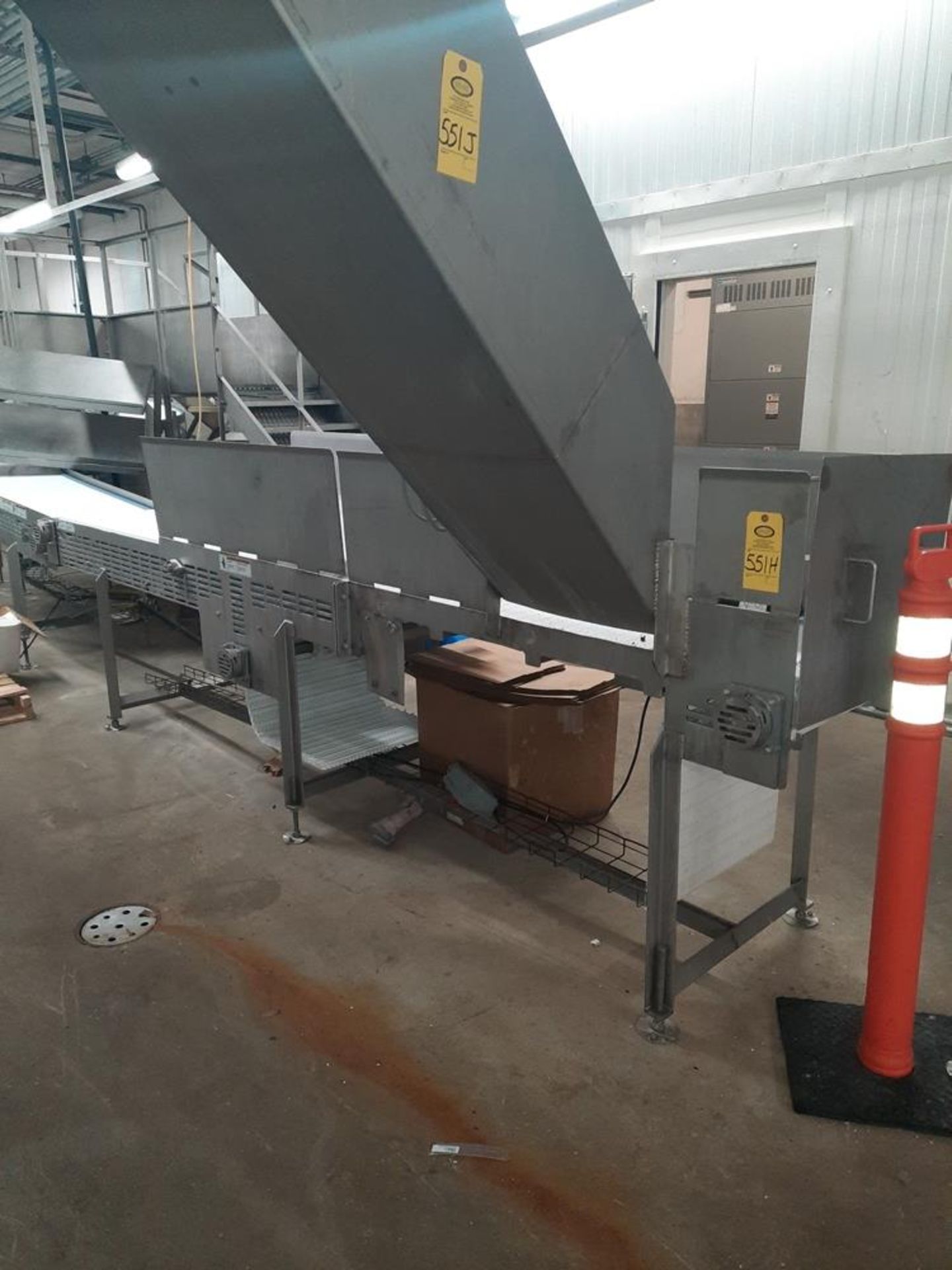 Stainless Steel Conveyor, 24" W X 13' L plastic belt, stainless steel 230/460 volt motor: Required