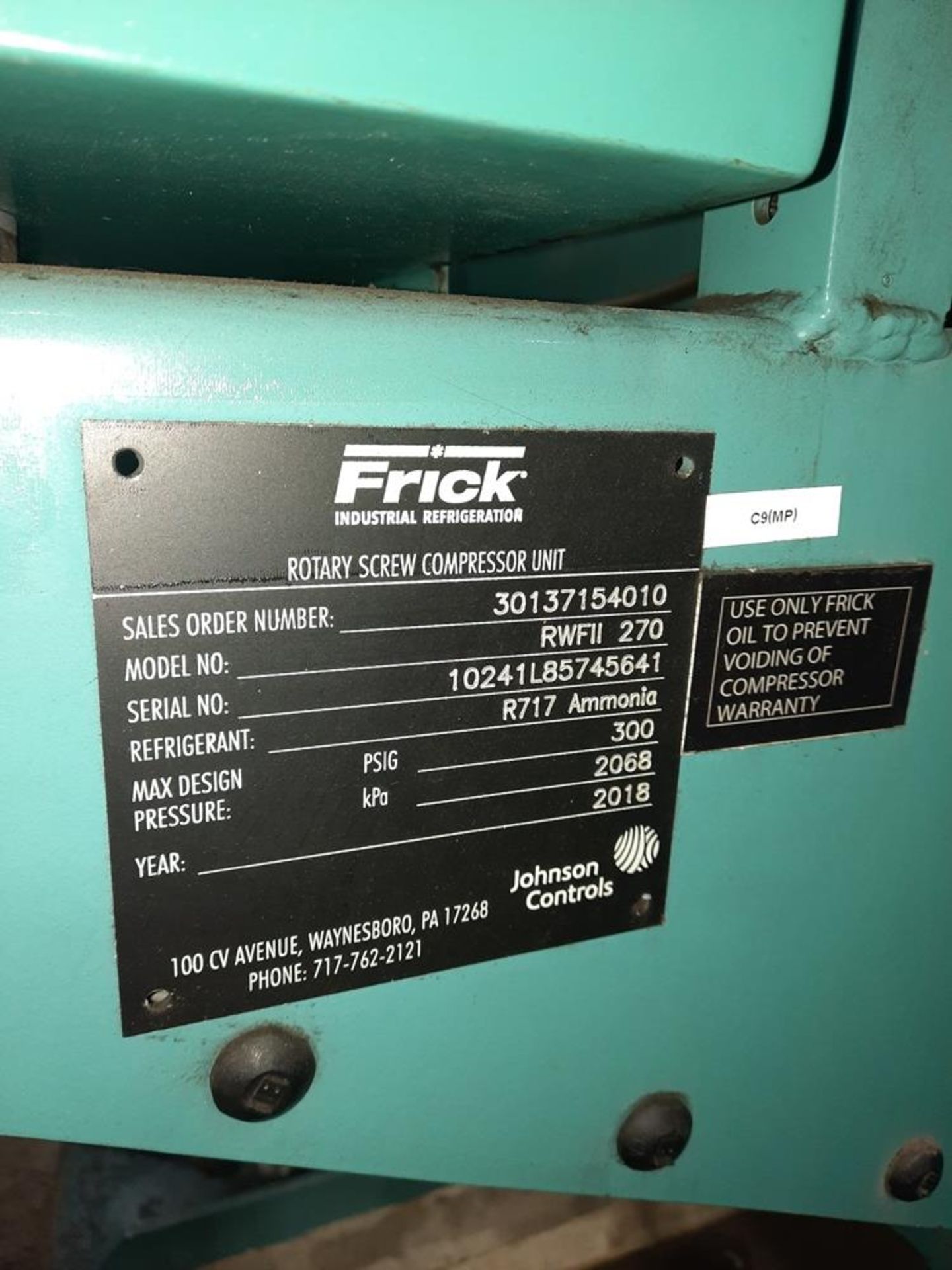 Frick Mdl. SGC2321 Rotary Screw Compressor, Ser. #11551L85619030 with (2) Grundfos Pumps: Required - Image 12 of 14