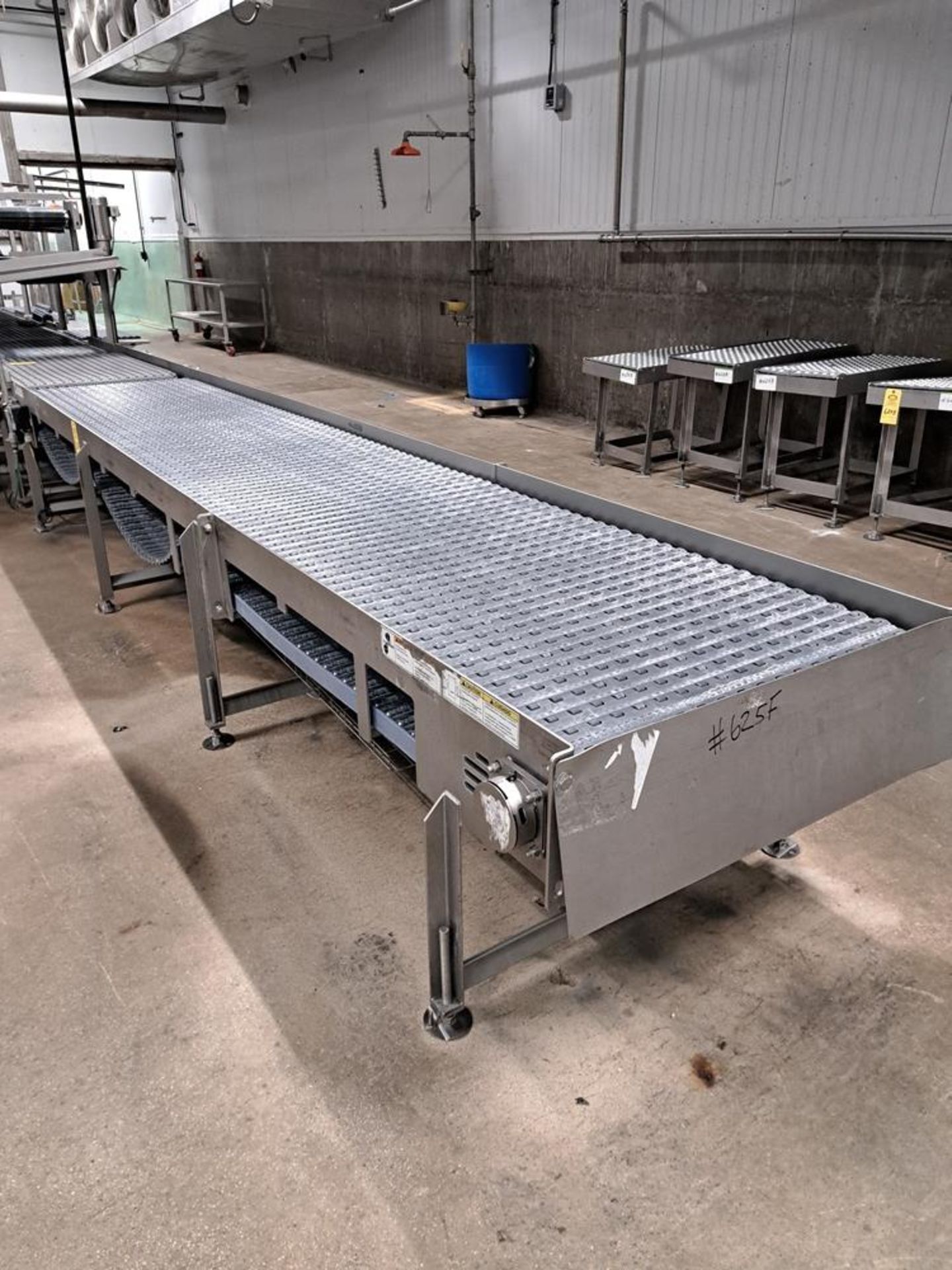 Lot (1) Stainless Steel Conveyor, 36" W X 15' 6" L plastic belt, 230/460 volt motor, (1) Stainless