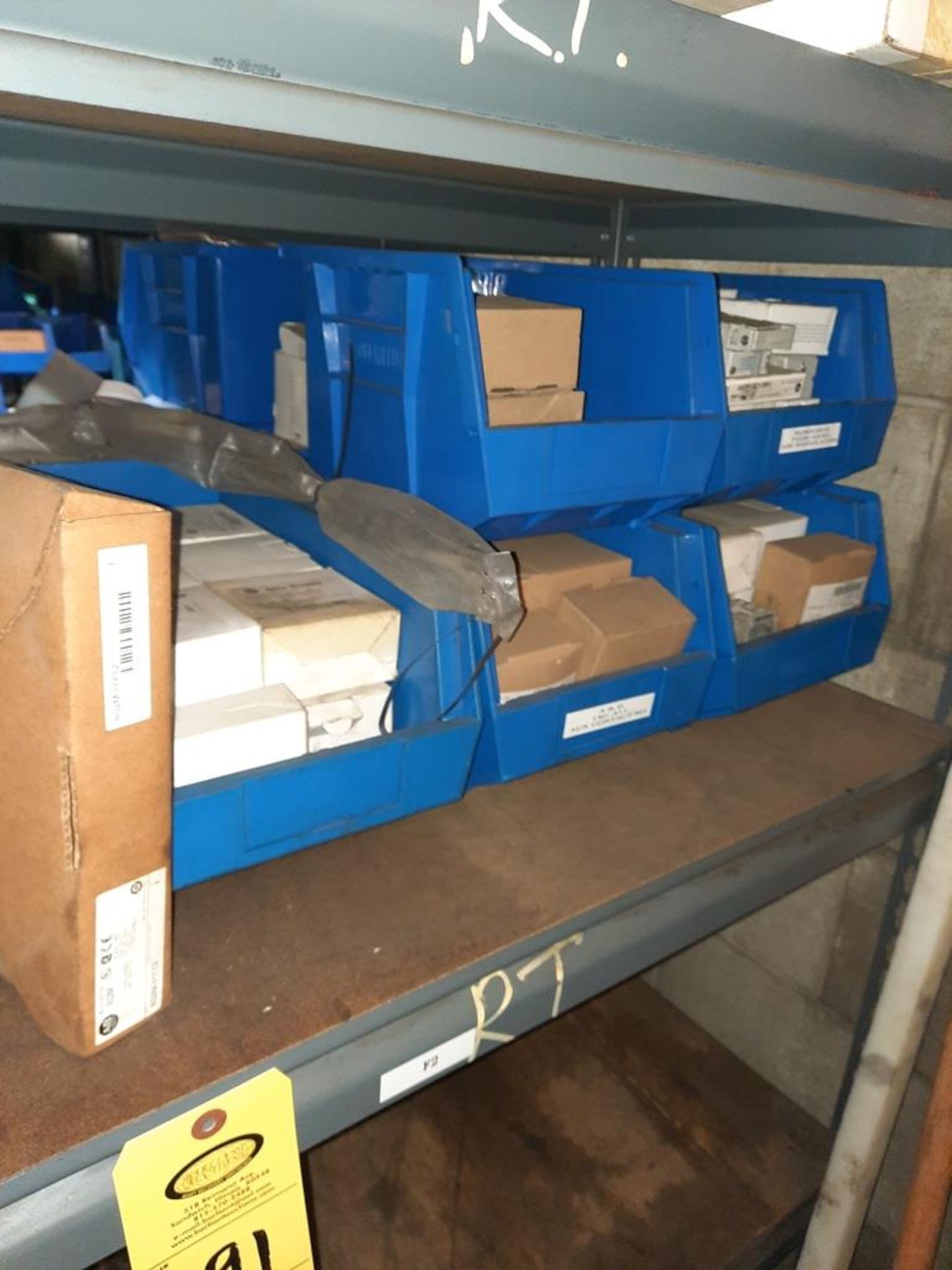 Lot Shelving Unit, 3' W X 18" D X 6' T with contents, contactors, stainless steel rod, connectors,