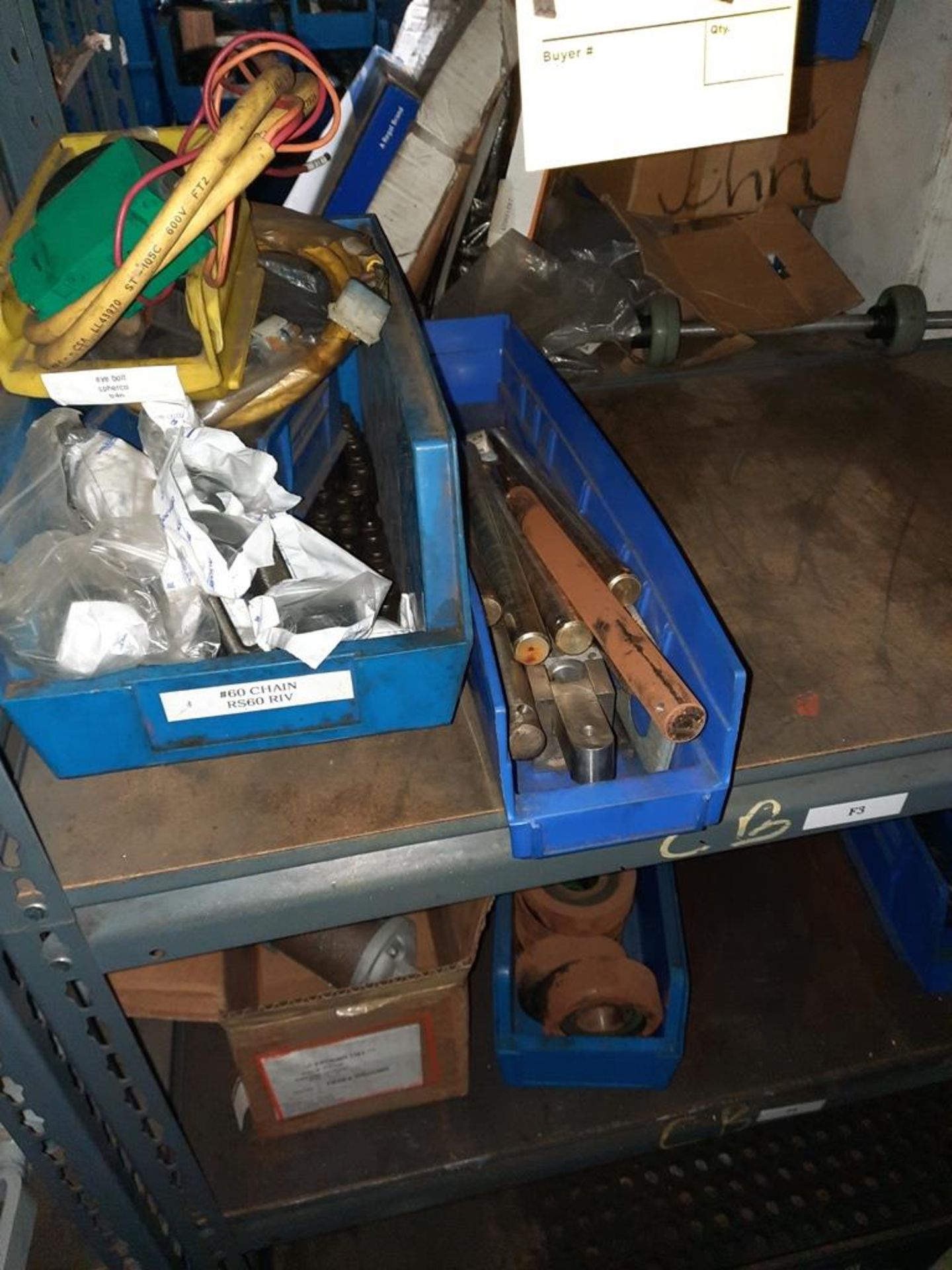 Lot Shelving Unit, 3' W X 18" D X 6' T with contents, contactors, stainless steel rod, connectors, - Image 2 of 4