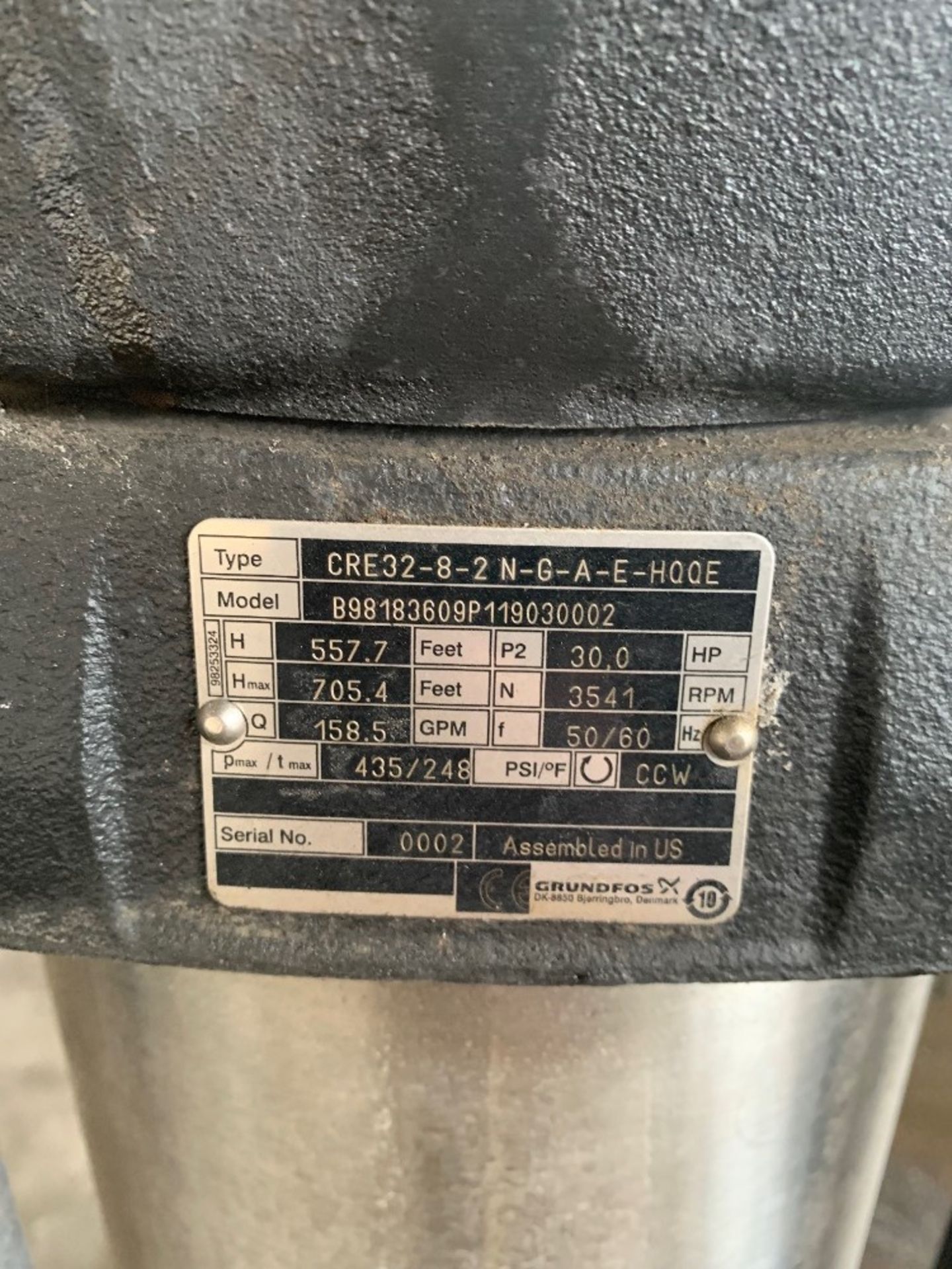 Grundfos Pump Type CRE32-8-2-N-G-A-E-H00E: Required Loading Fee $75.00, Rigger-Norm Pavlish, - Image 3 of 3