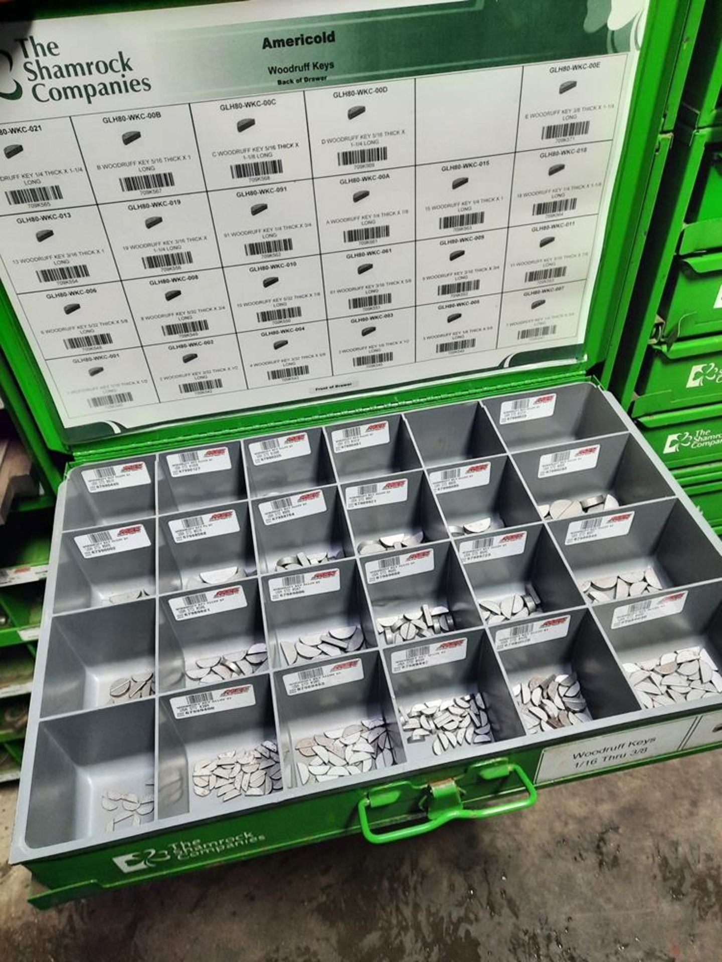 Lot Shamrock Co. Storage Box with (12) drawers with contents, Propane Cylinders, Screws, Pins - Image 8 of 13