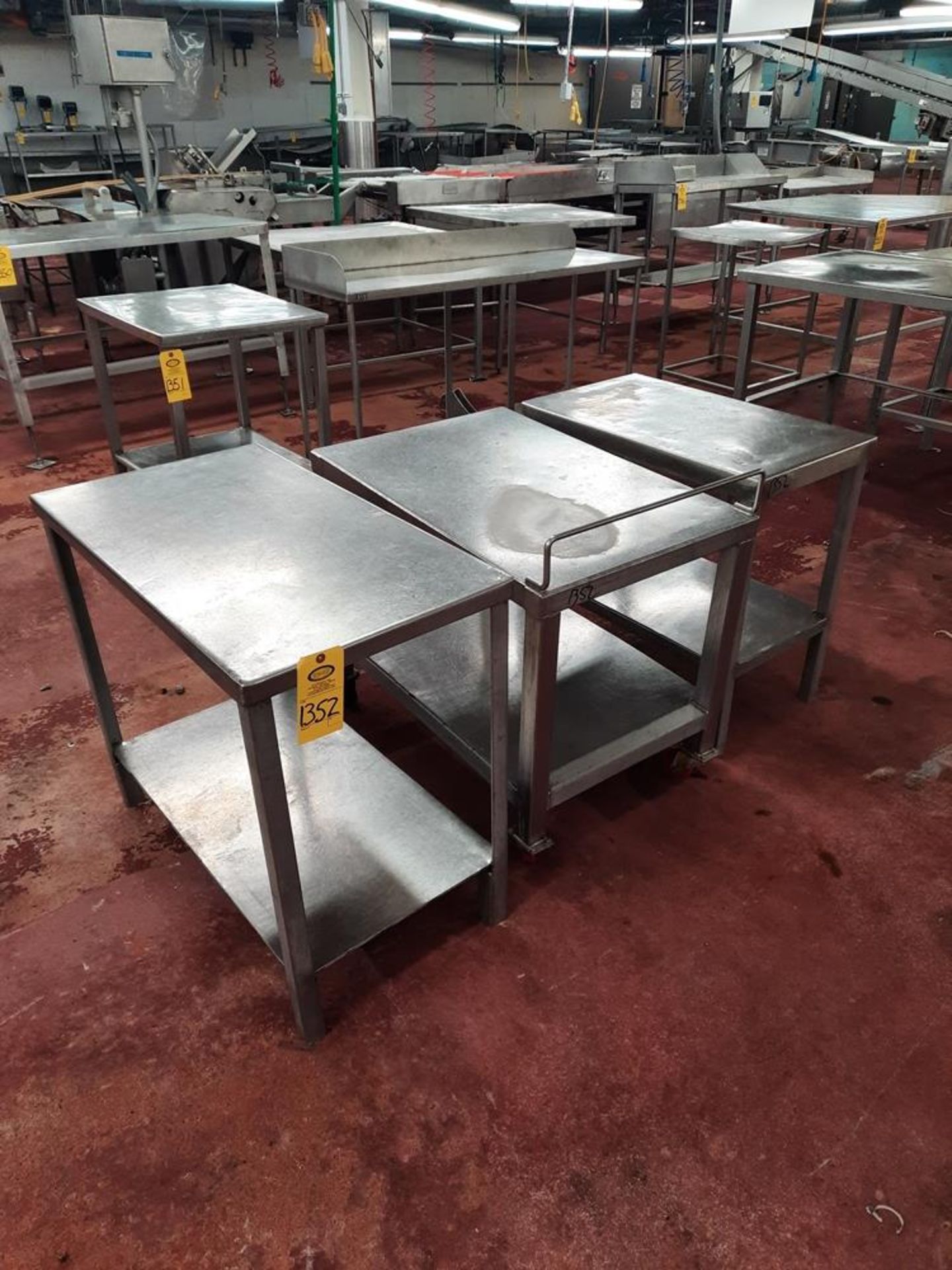 Lot Stainless Steel Tables, (1) 20" W X 3' L, (1) 2' W X 3' L, (1) 18" W X 32" L: Required Loading