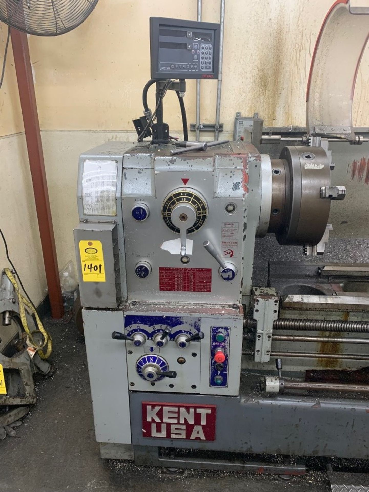 Kent Lathe, 12' L bed, with DP7000 Newall Controls, (3) Chucks and parts: Required Loading Fee $ - Image 2 of 10