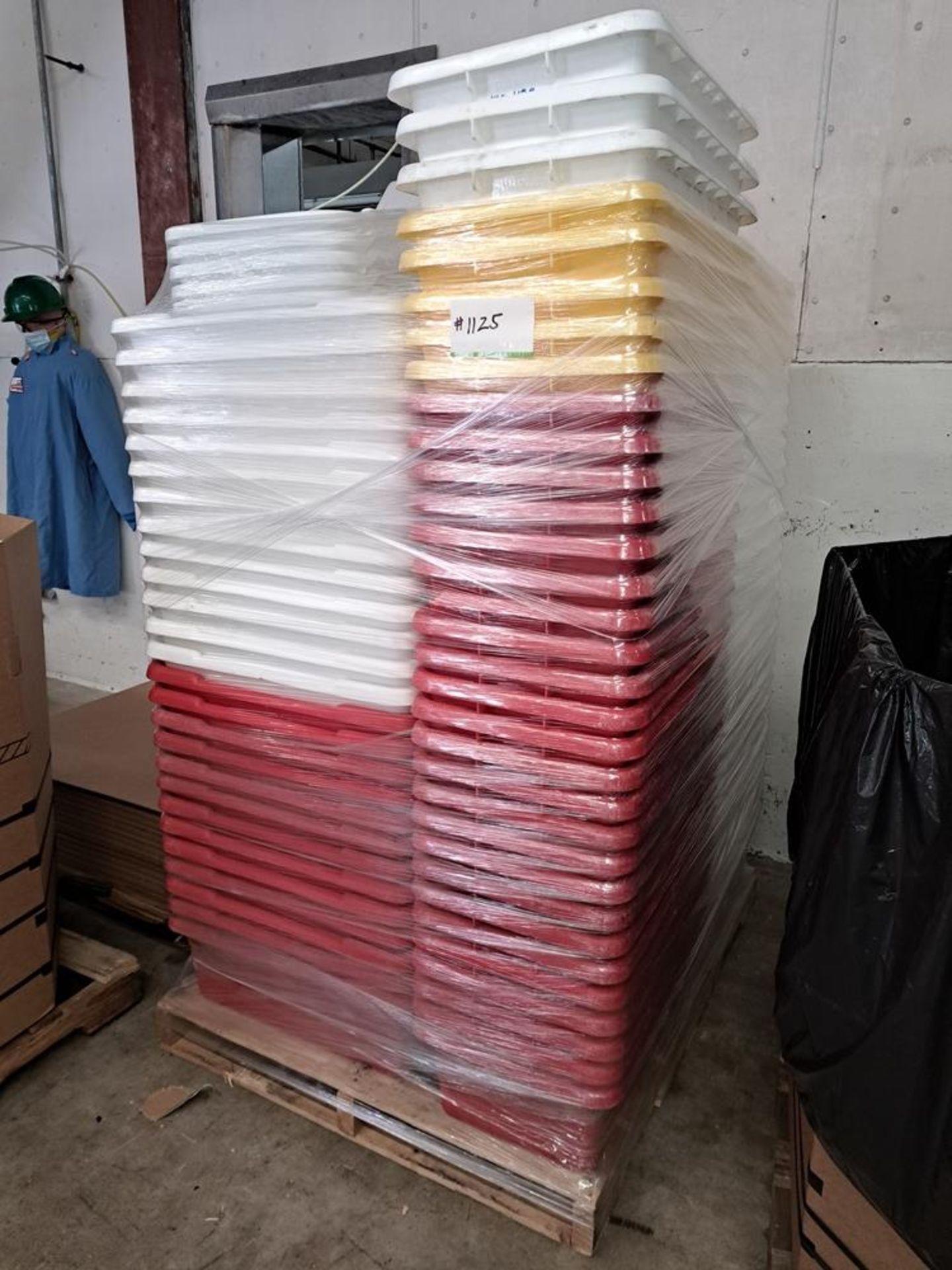 Lot Plastic Totes, 14" W X 24" L X 8" D, approx. (100): Required Loading Fee $75.00, Rigger-Norm