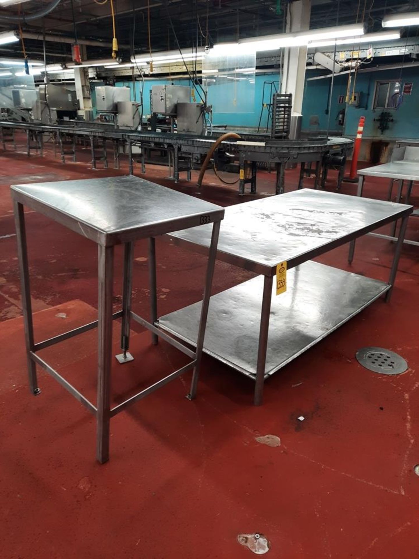 Lot Stainless Steel Tables, (1) 3' W X 6' L, (1) 2' W X 2' L: Required Loading Fee $100.00, Rigger-