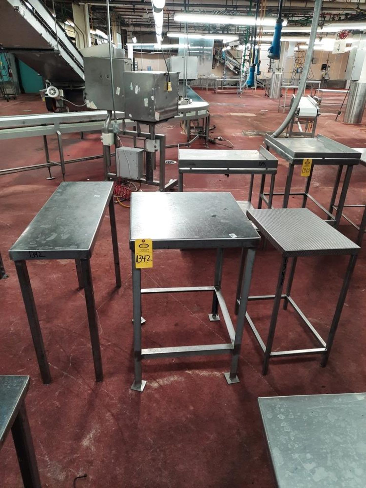 Lot Stainless Steel Tables, (1) 14" W X 42" L, (1) 2' W X 2' L, (1) 17" W X 24" L: Required