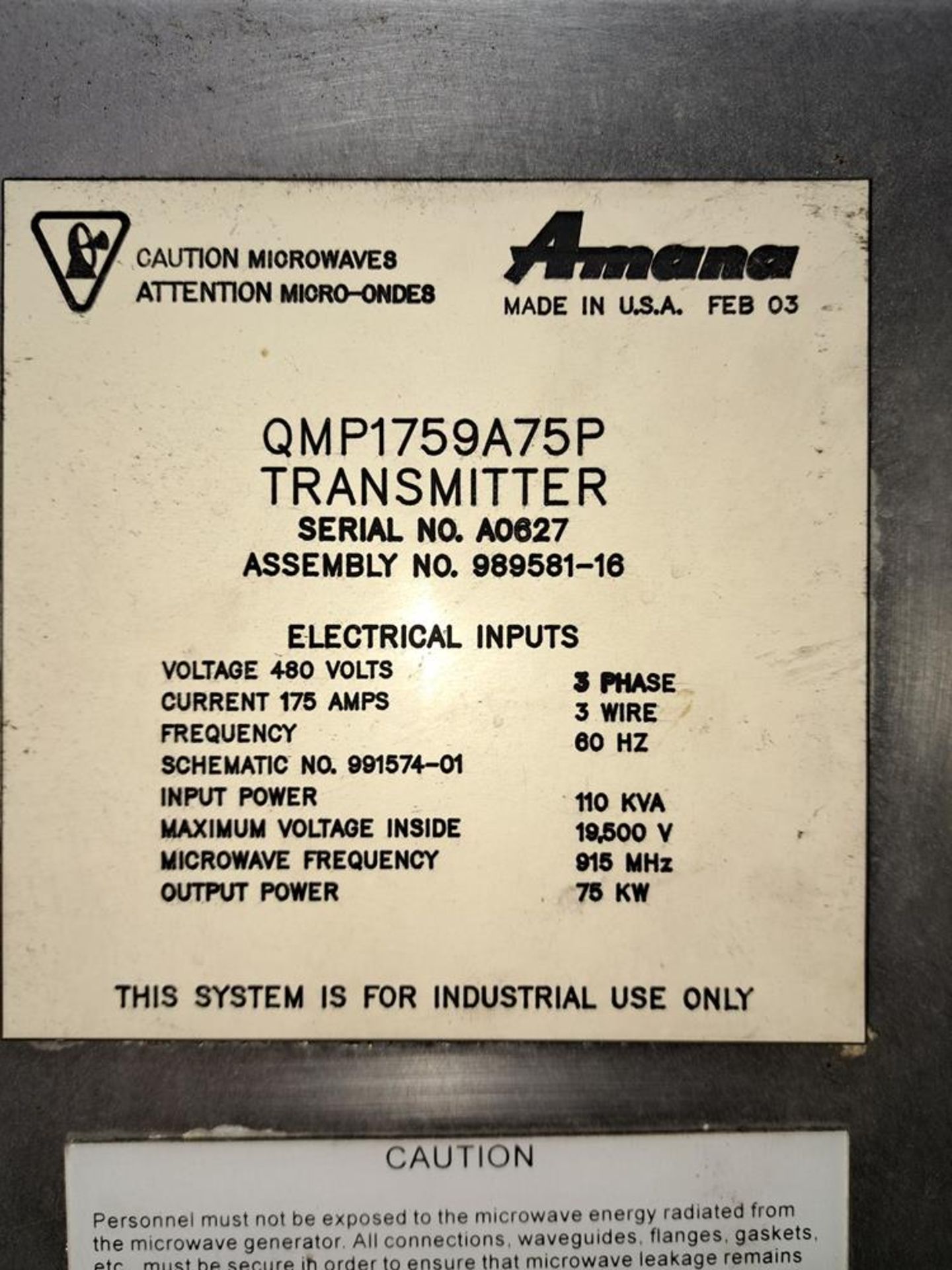 Line (3) Amana Microwave System, (4) Tunnel Sections, each section 41" W X 12' L, 60' long - Image 27 of 47