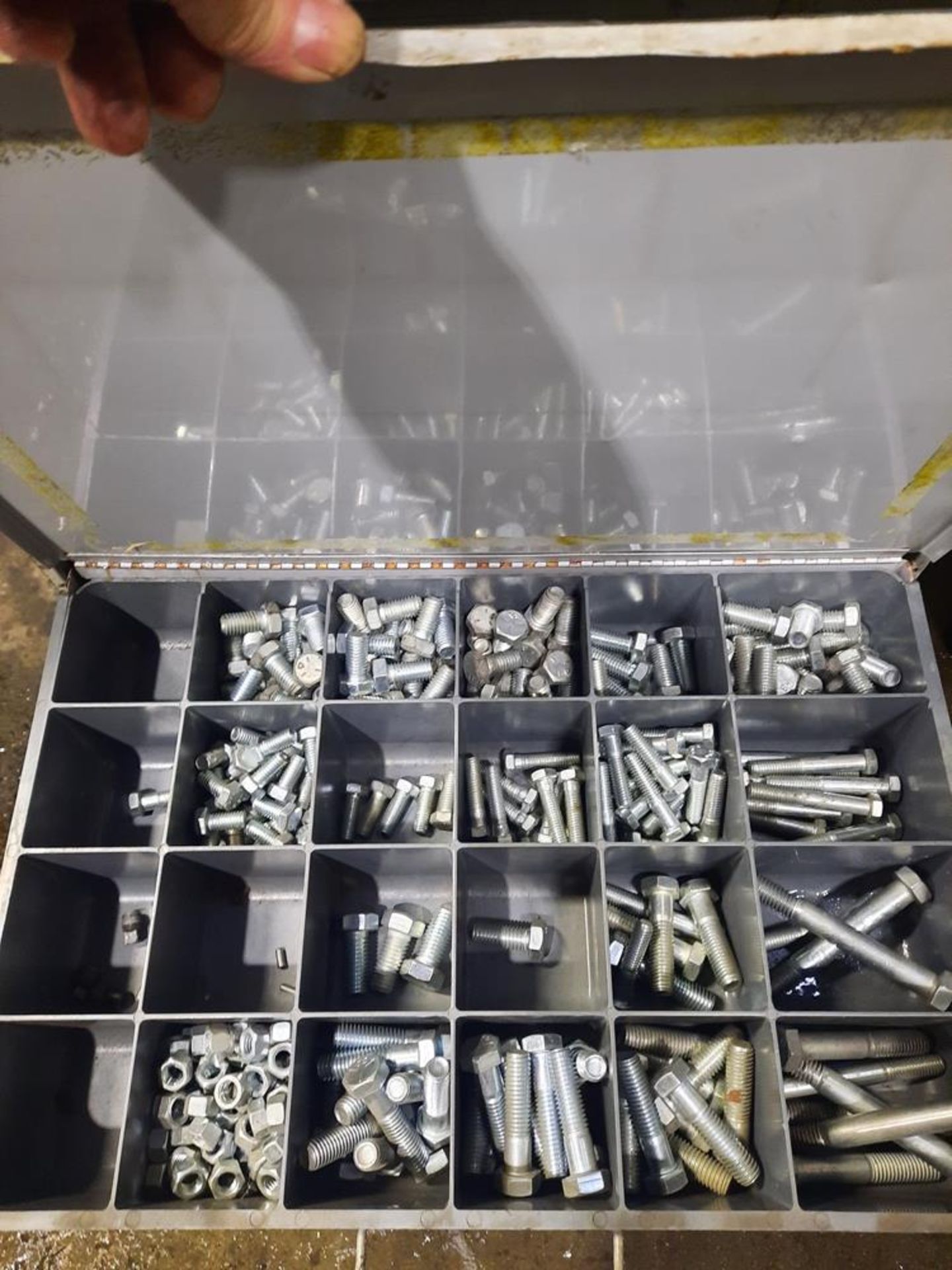 Lot Kimball Midwest (8) Parts Drawers with contents, nuts, bolts, fittings: Required Loading Fee $ - Image 8 of 10