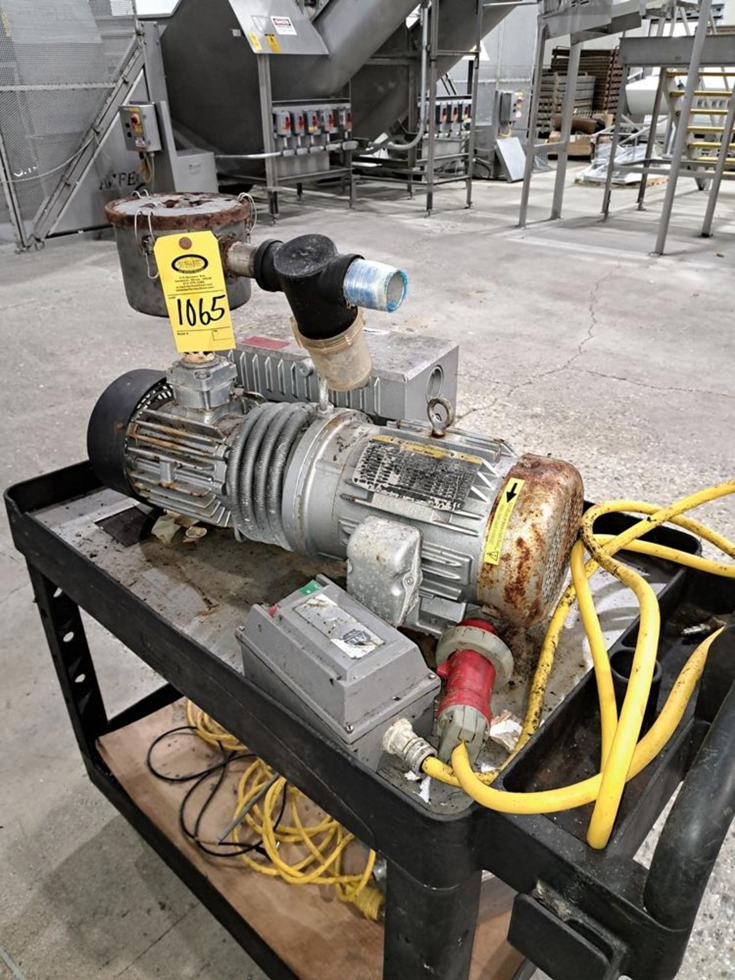 Mdl. RA00100F Vacuum Pump, 5 h.p. on cart: Required Loading Fee $75.00, Rigger-Norm Pavlish,