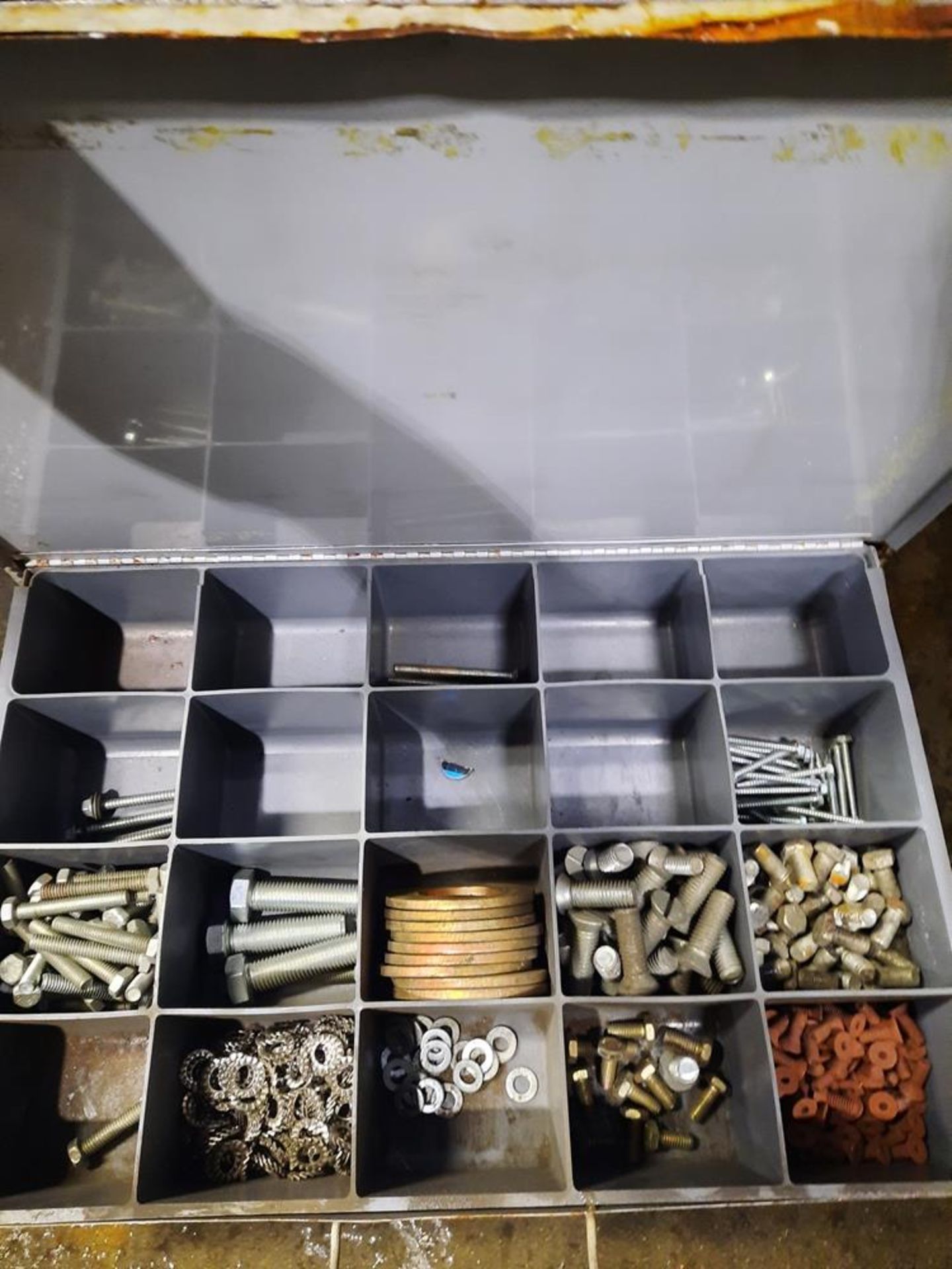 Lot Kimball Midwest (8) Parts Drawers with contents, nuts, bolts, fittings: Required Loading Fee $ - Image 10 of 10