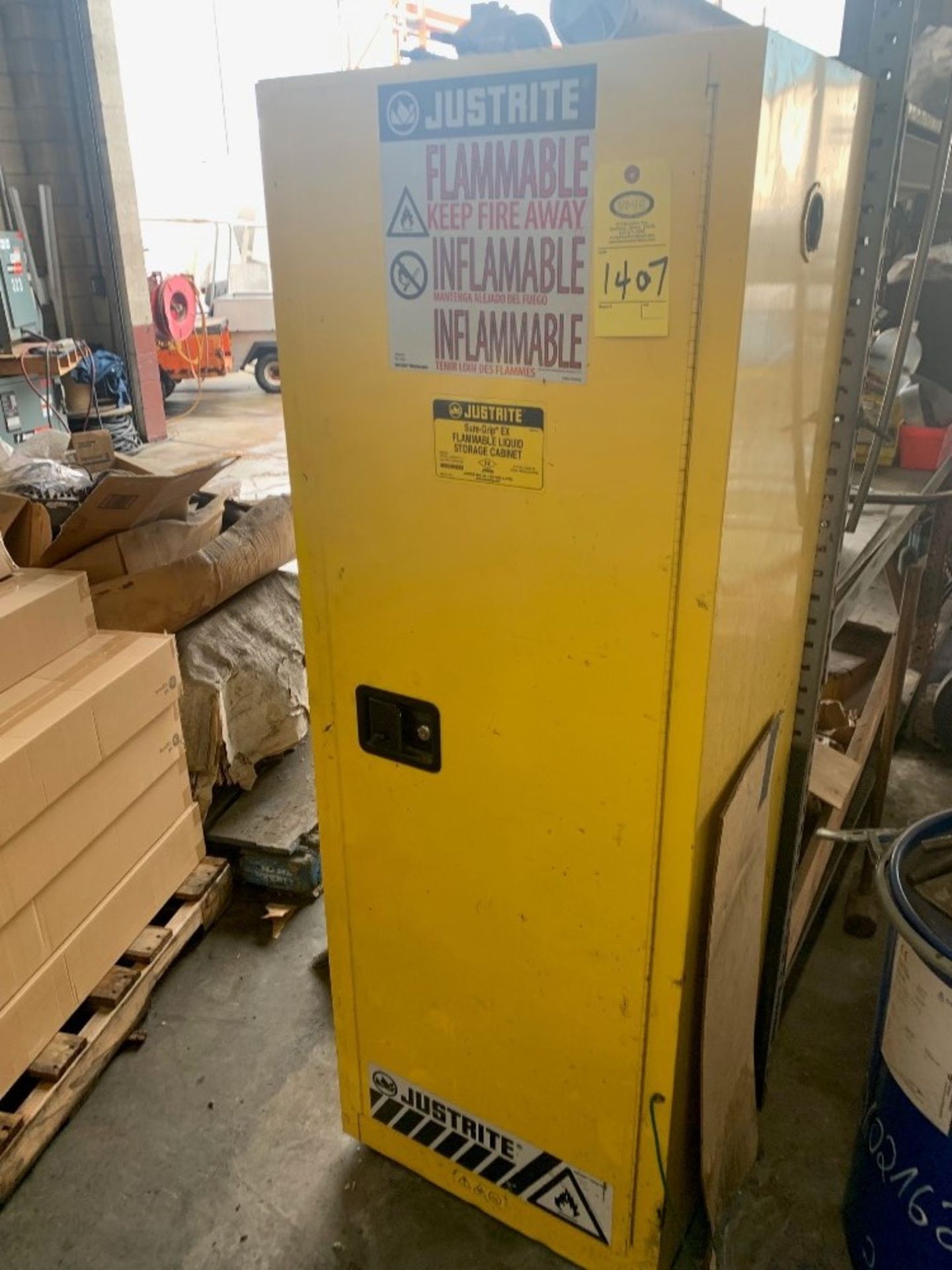 Just Rite Flammable Cabinet: Required Loading Fee $75.00, Rigger-Norm Pavlish, Nebraska Stainless (