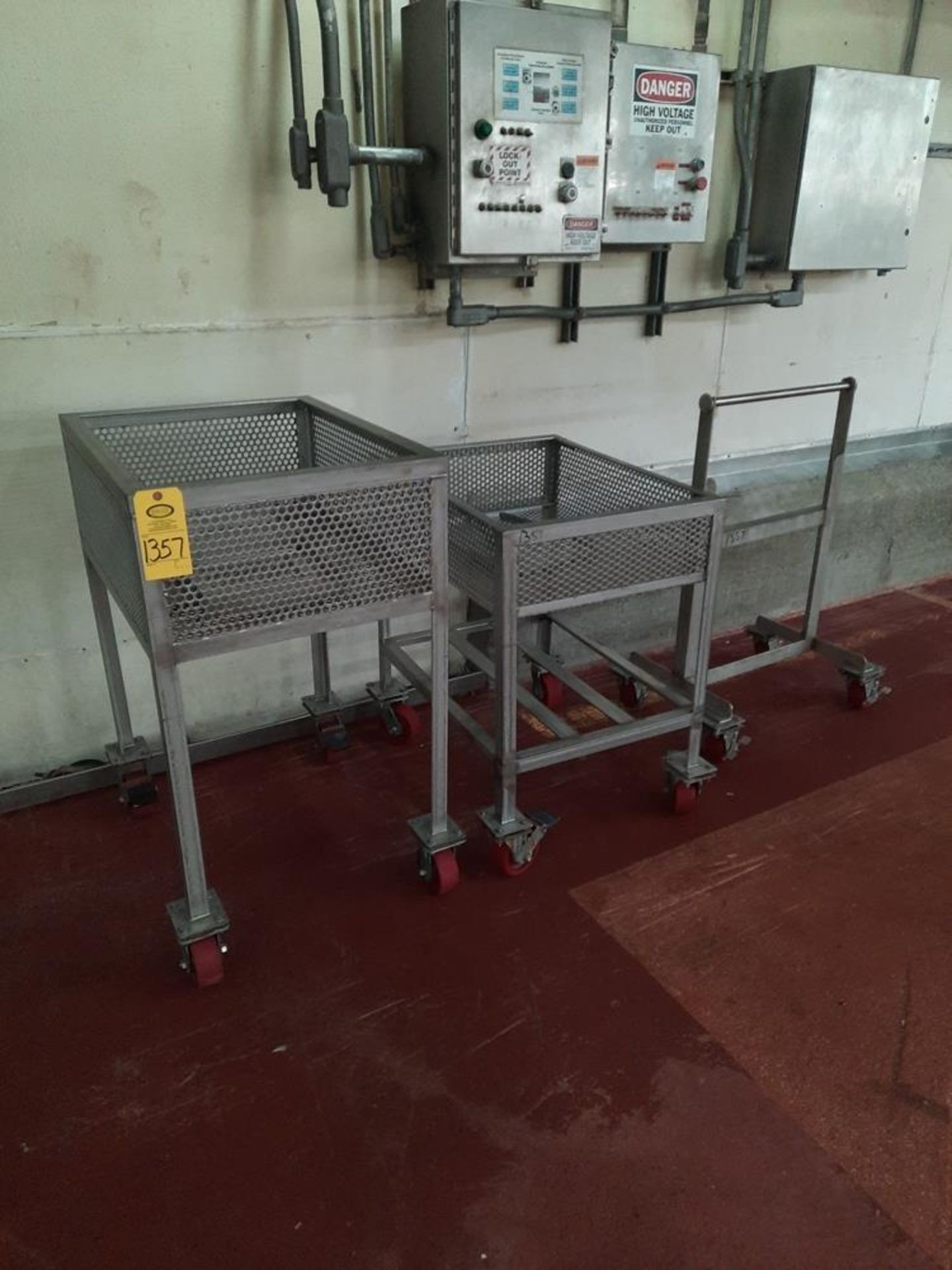 Lot Stainless Steel Carts, 24" W X 31" L, (1) Bag Holder, 2' wide: Required Loading Fee $75.00,