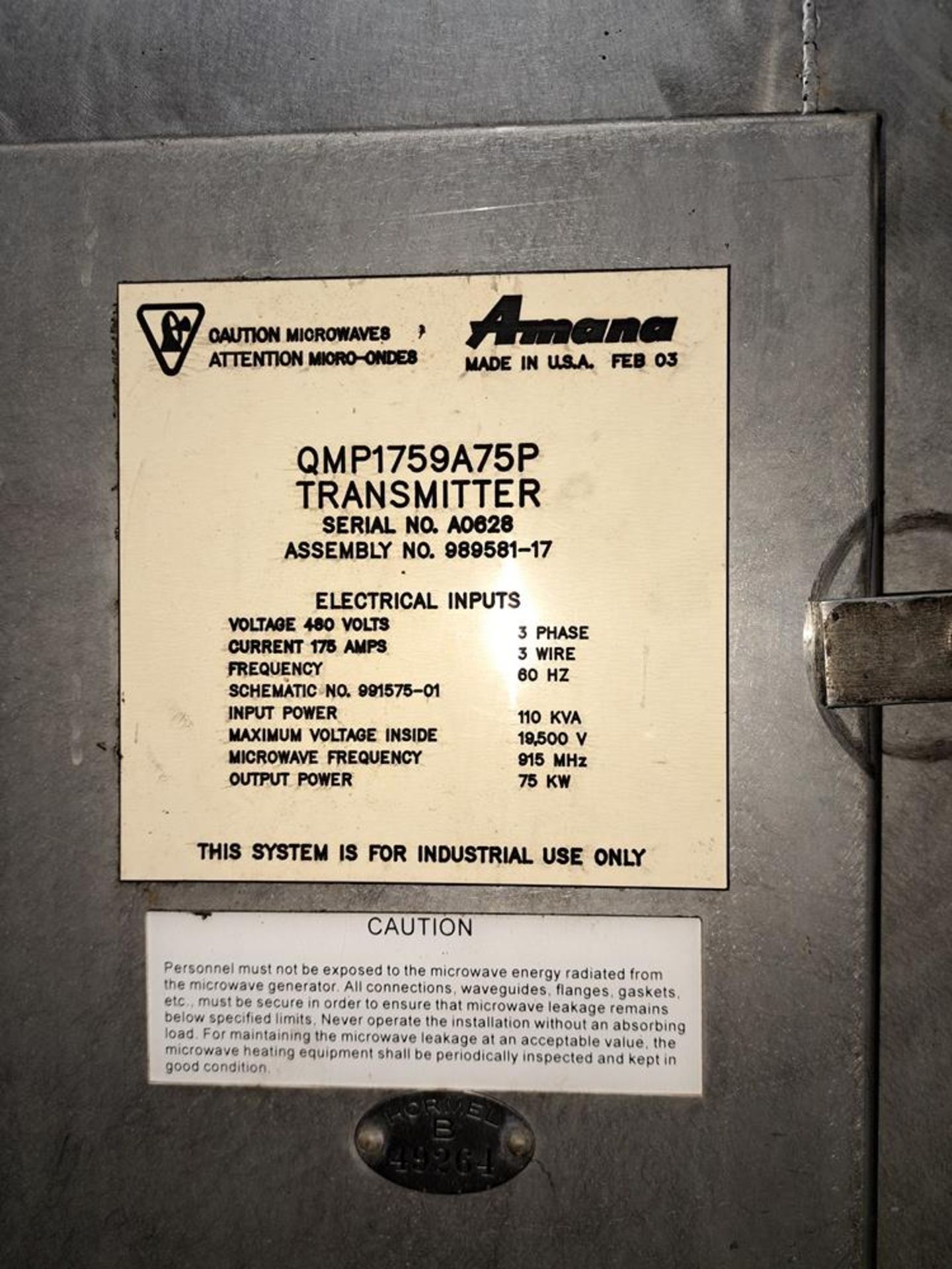 Line (1) Amana Microwave System, (4) Tunnel Sections, each section 41" W X 12' L, 60' long - Image 27 of 51