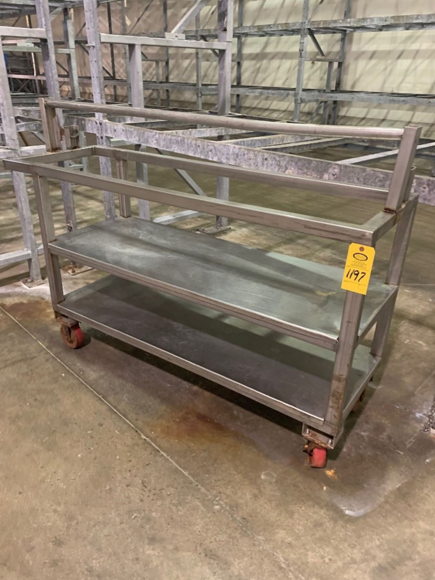 Lot Stainless Steel Parts Cart, (5) Stainless Steel Tables, Stainless Steel Cabinet, 6' Long - Image 9 of 9