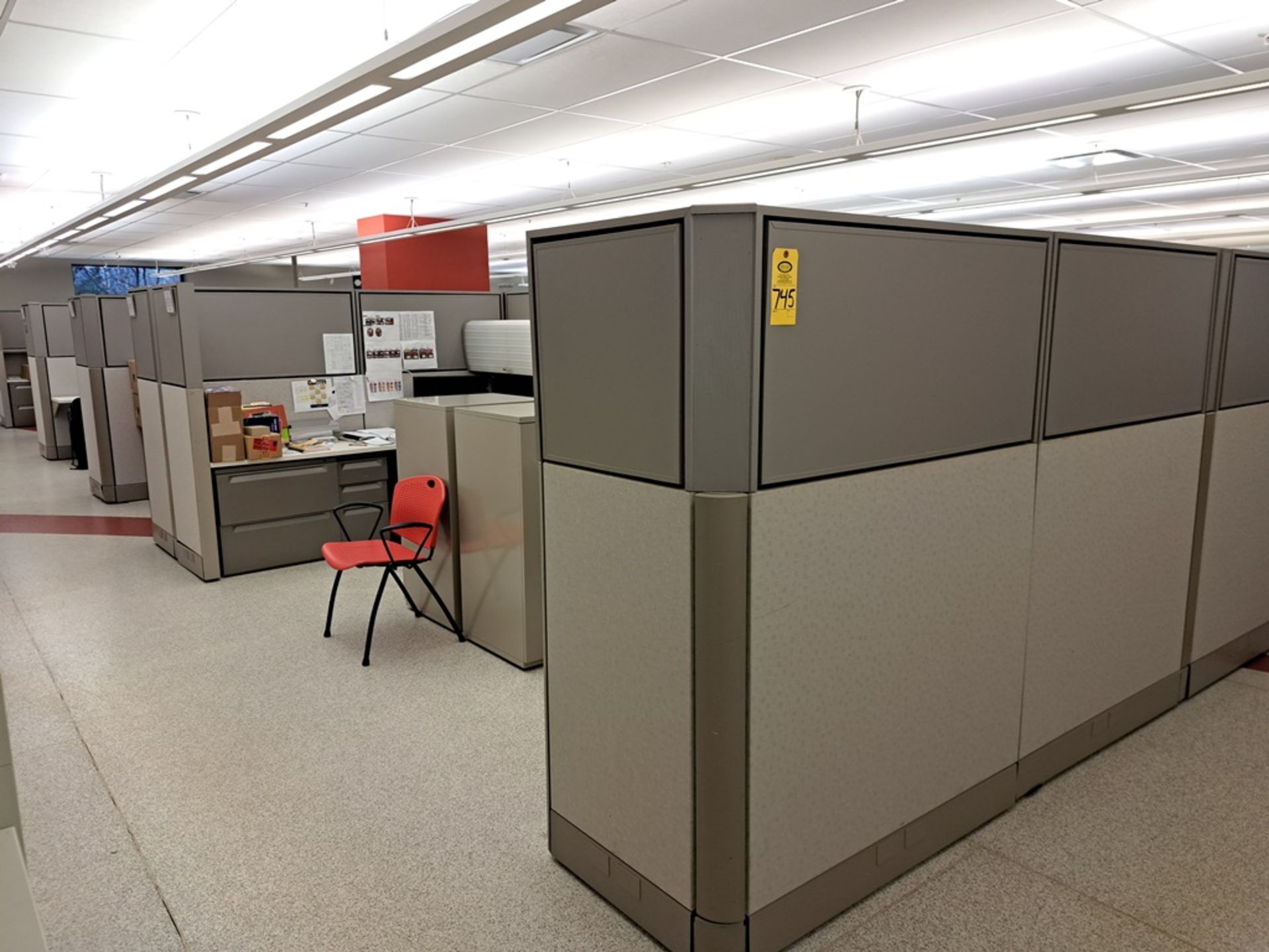 Lot Herman Miller Cubicle Work Stations, 17" W X 57' L, (12) Work Stations, Desks, File