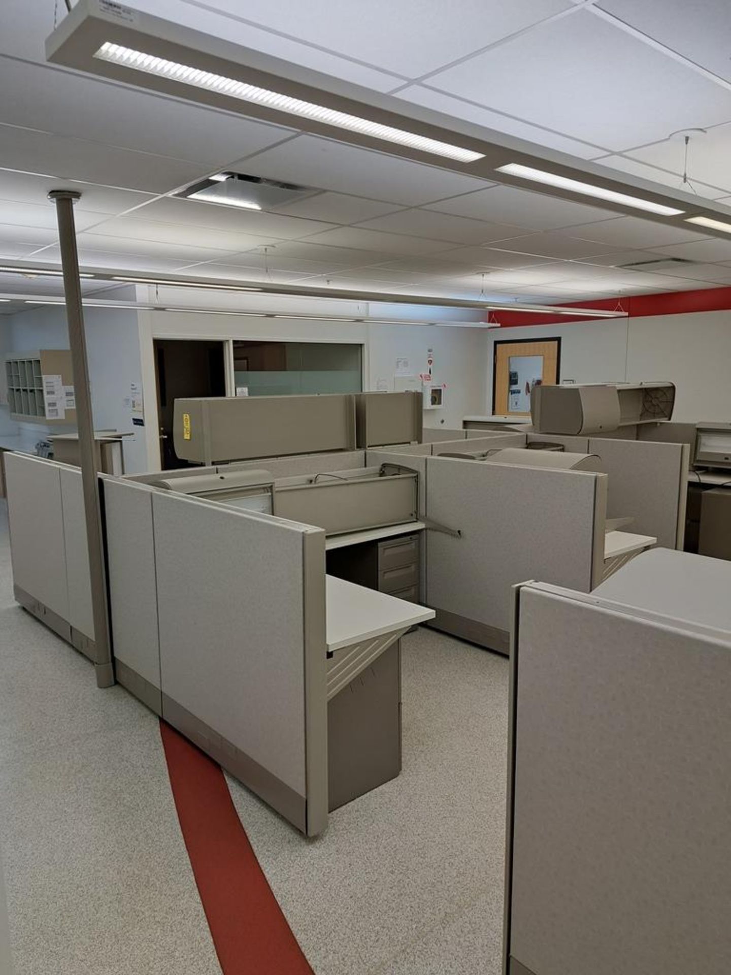 (6) Herman Miller Work Station Cubicles, 20' L X 150" W X 63" T, each cubie has desk, file cabinets, - Image 2 of 8