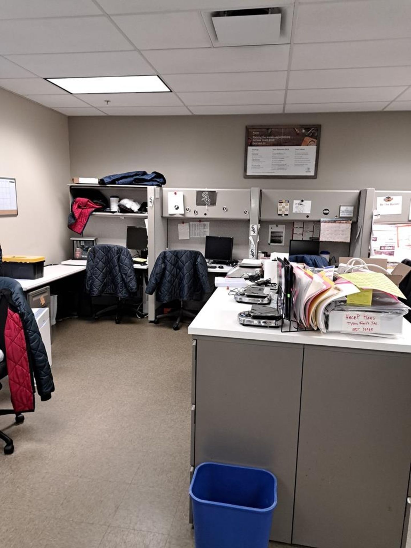 Lot Production Office, Herman Miller (4) Cubicled Work Stations, Desks, Chairs, File Cabinets, - Image 2 of 13