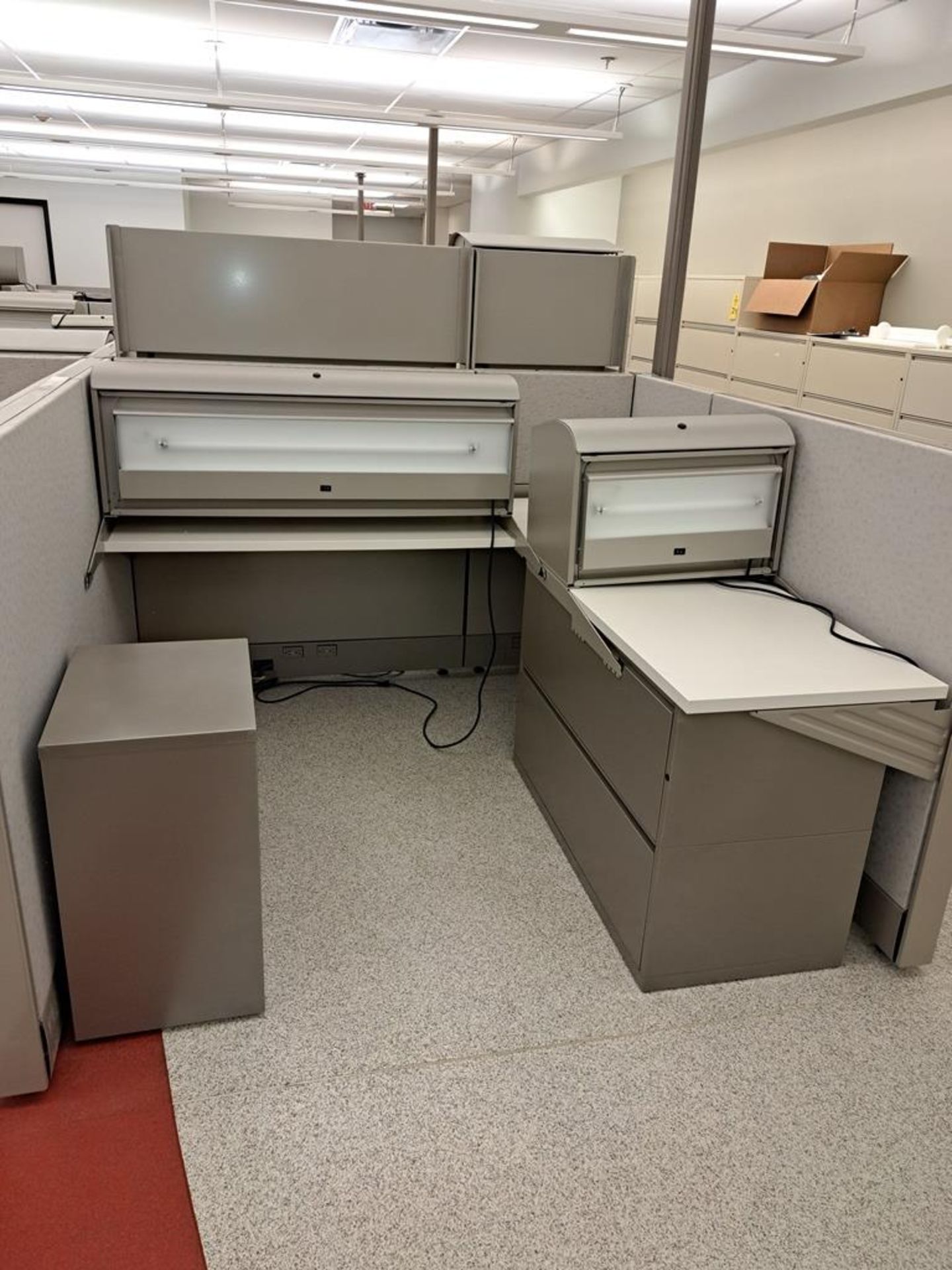 (6) Herman Miller Work Station Cubicles, 20' L X 150" W X 63" T, each cubie has desk, file cabinets, - Image 2 of 7