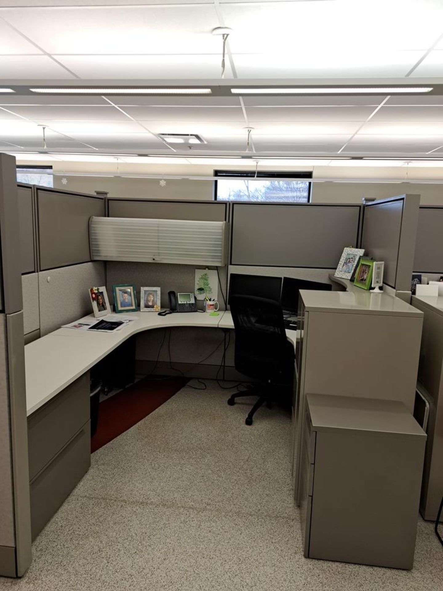 Lot Herman Miller Cubicle Work Stations, 17" W X 57' L, (12) Work Stations, Desks, Chairs, File - Image 10 of 32