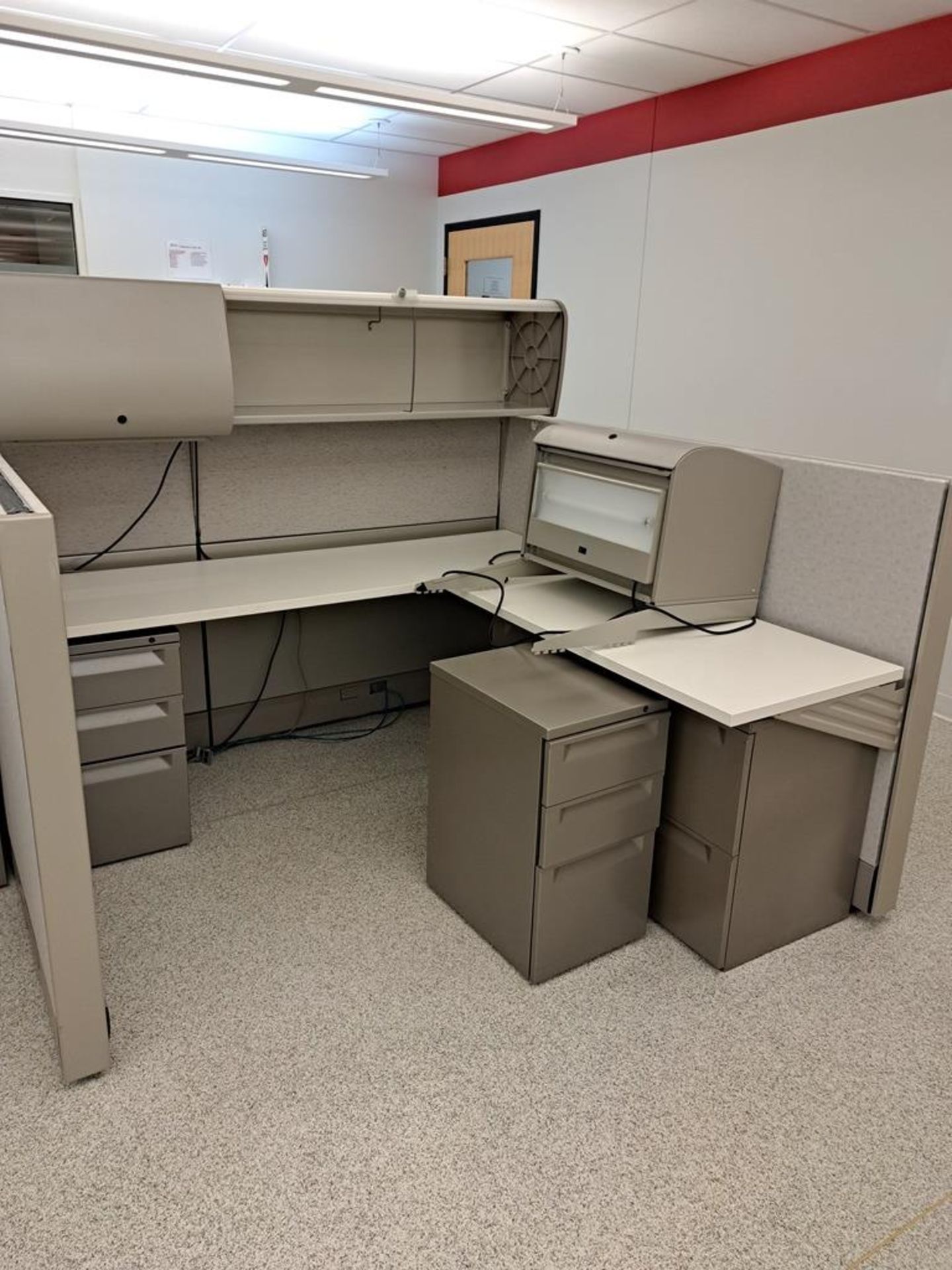 (6) Herman Miller Work Station Cubicles, 20' L X 150" W X 63" T, each cubie has desk, file cabinets, - Image 6 of 8