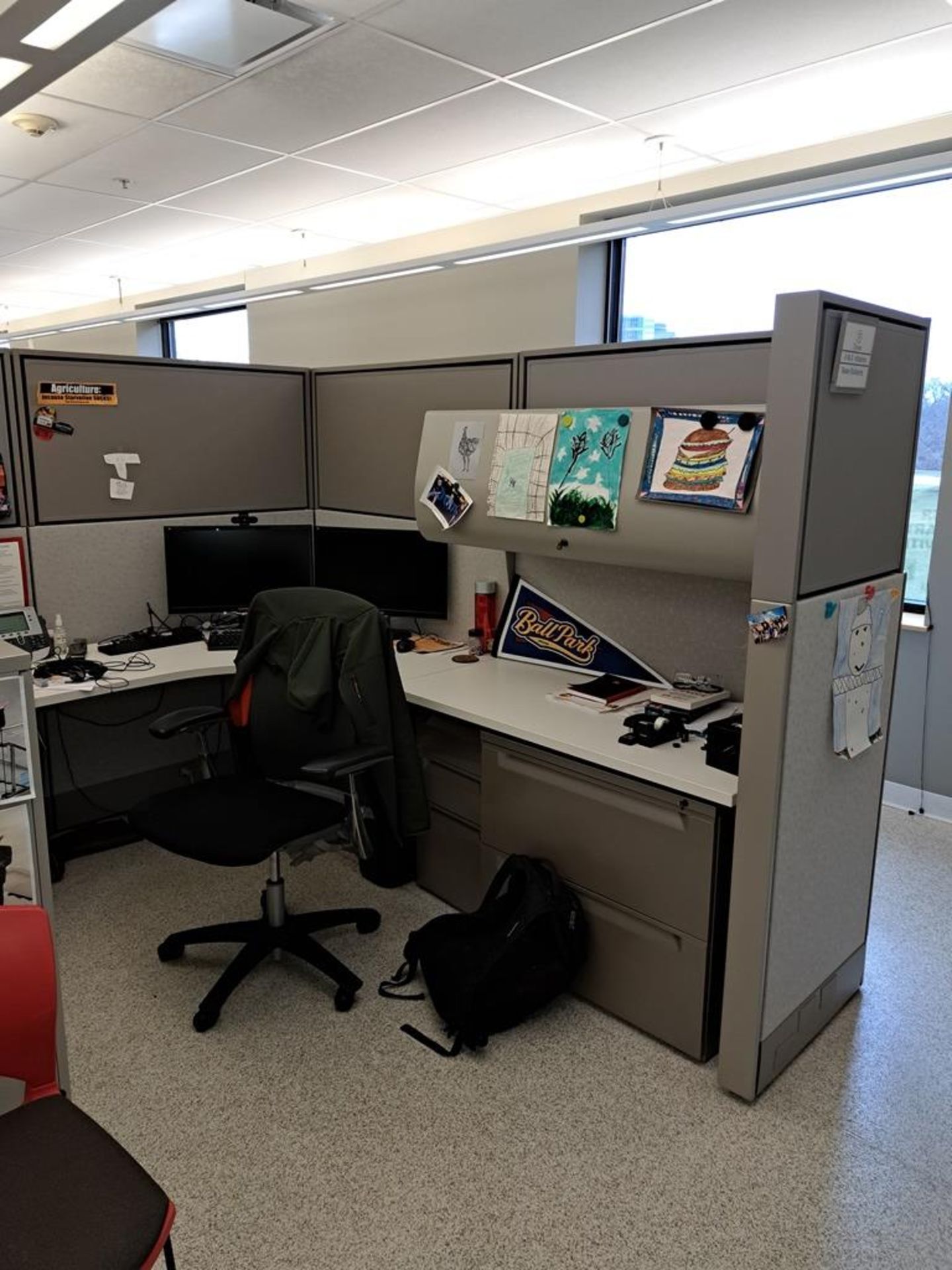 Lot Herman Miller Cubicle Work Stations, 17" W X 57' L, (12) Work Stations, Desks, Chairs, File - Image 3 of 32