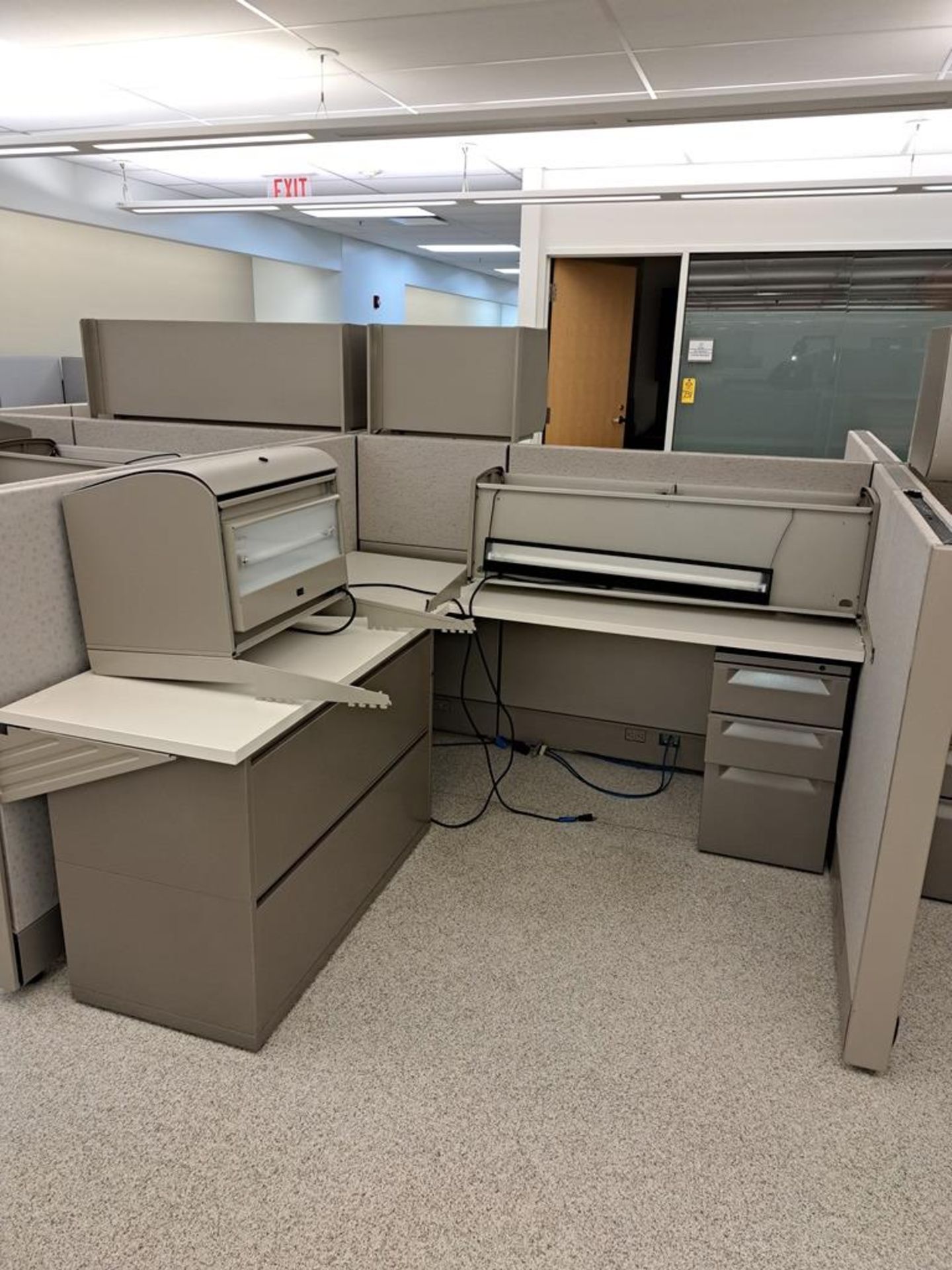 (6) Herman Miller Work Station Cubicles, 20' L X 150" W X 63" T, each cubie has desk, file cabinets, - Image 7 of 8