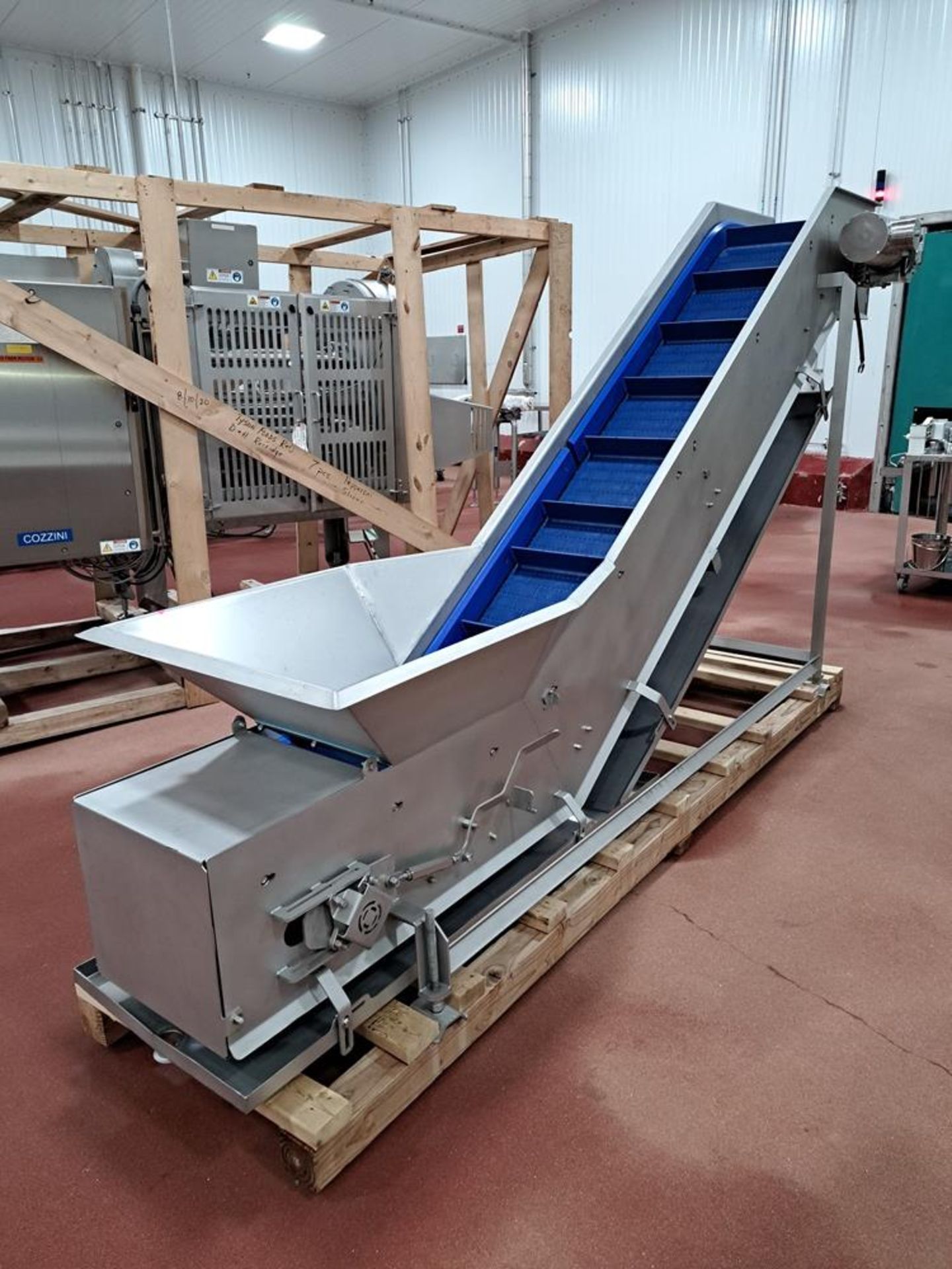 Stainless Steel Incline Conveyor, 14" W X 12' L flighted plastic belt, 3" high, various spacing, 26" - Image 2 of 18