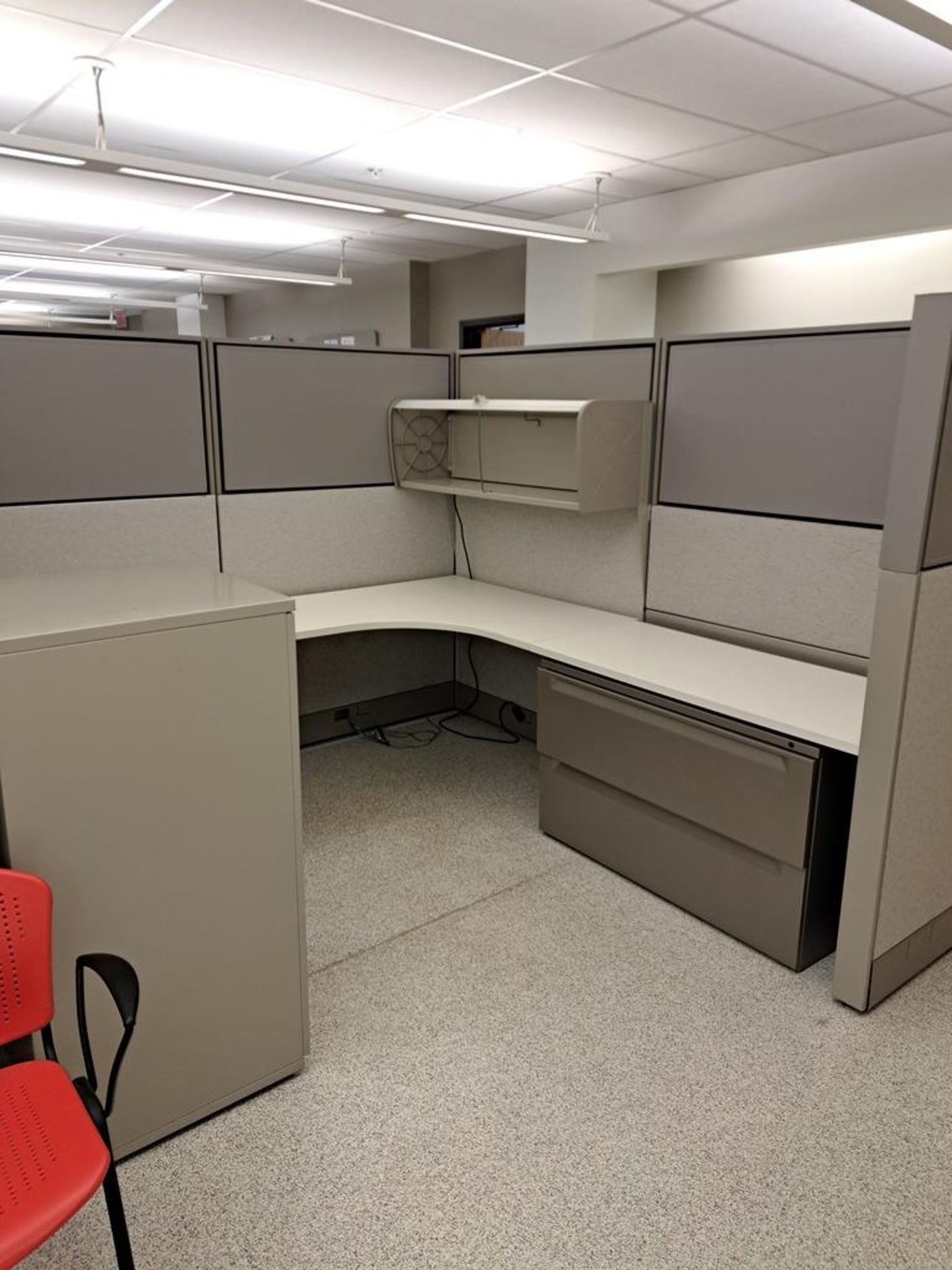 Lot Herman Miller Cubicle Work Stations, 17" W X 57' L, (12) Work Stations, Desks, File - Image 3 of 29