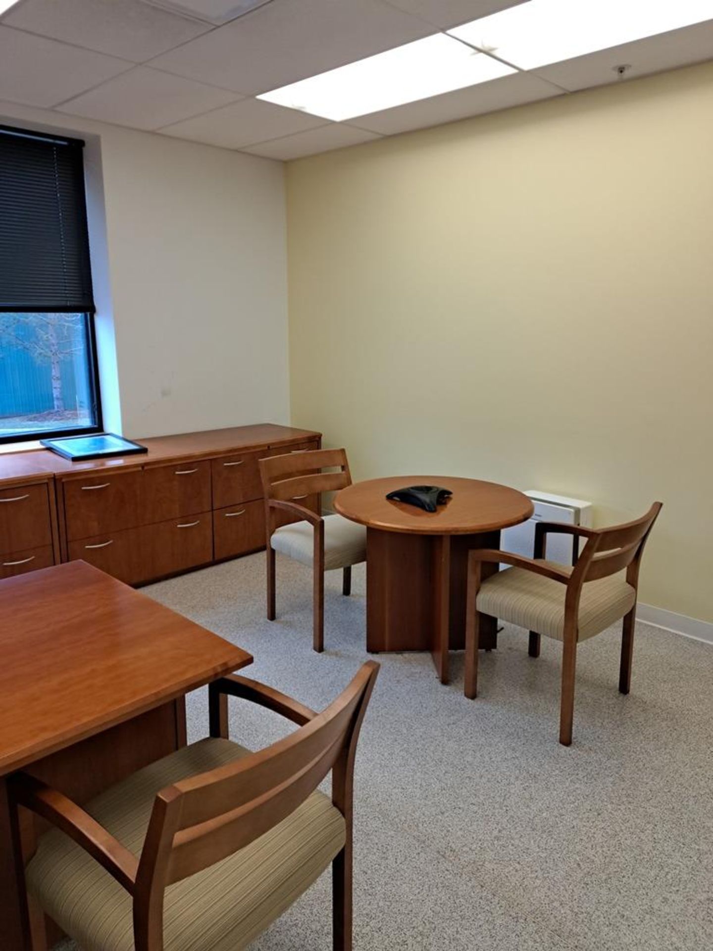 Lot Jasper Seating, Inc. Office Desk, Side Boards, Upper Cabinets, Round Table with (5) Chairs-Remov - Image 2 of 2