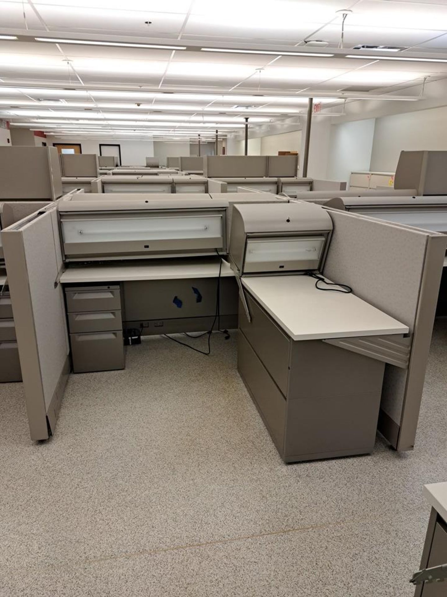 (6) Herman Miller Work Station Cubicles, 20' L X 150" W X 63" T, each cubie has desk, file cabinets, - Image 4 of 8