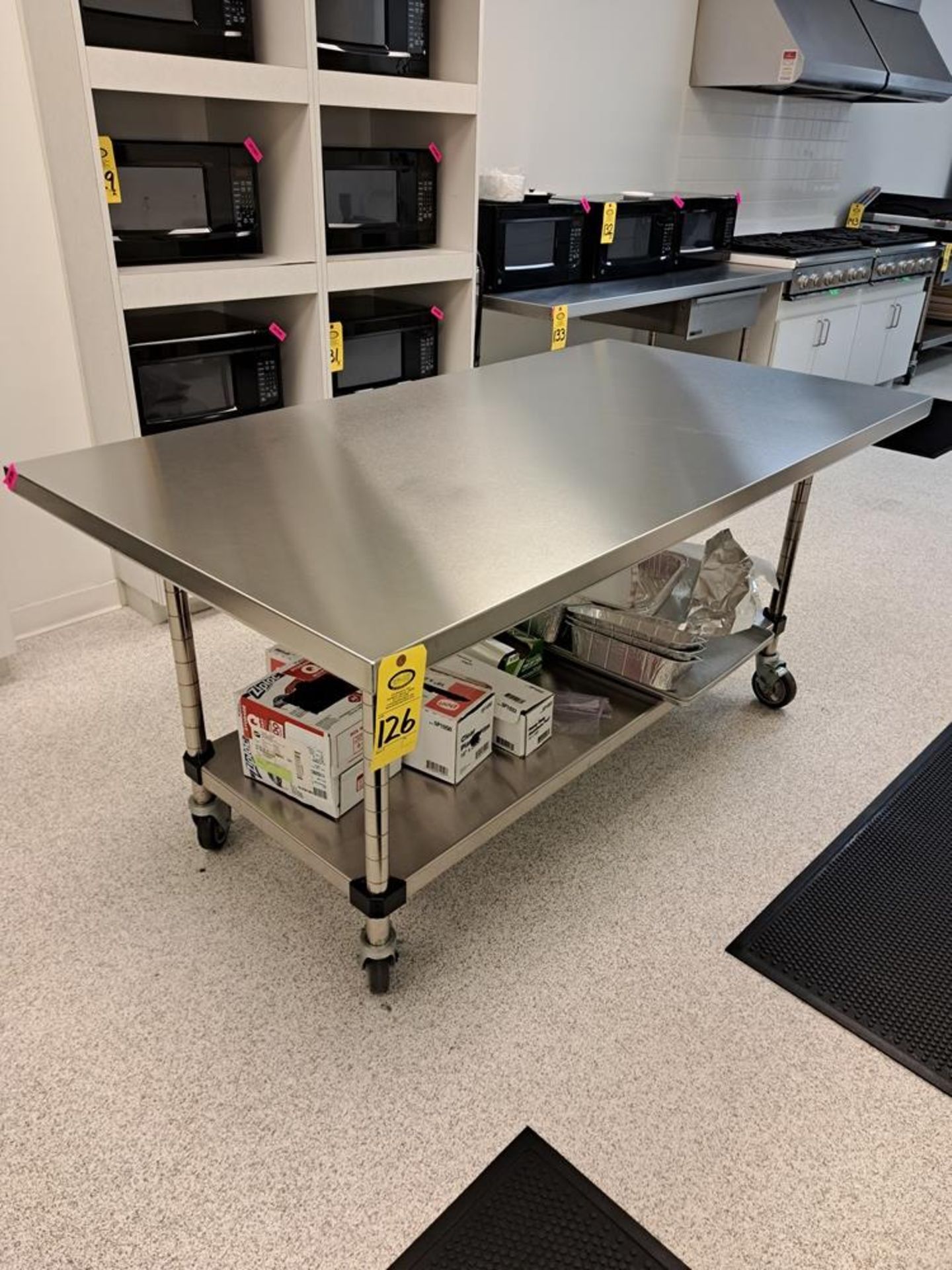 Portable Stainless Steel Table, 38" W X 6' L X 35" T bottom shelf-Removal Is By Appointment Only-All