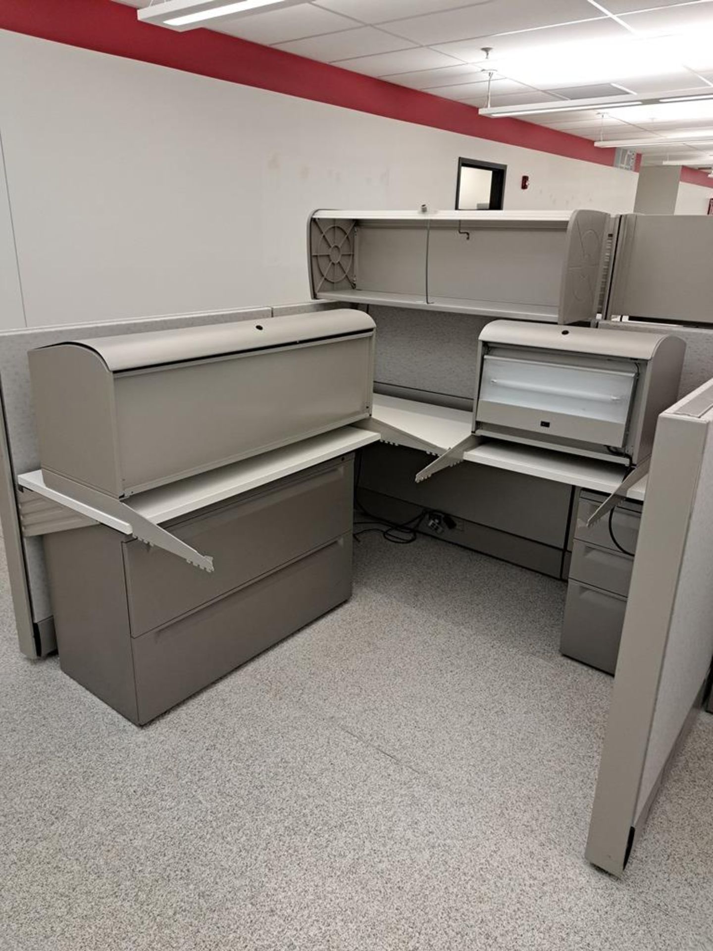 (6) Herman Miller Work Station Cubicles, 20' L X 150" W X 63" T, each cubie has desk, file cabinets, - Image 5 of 8