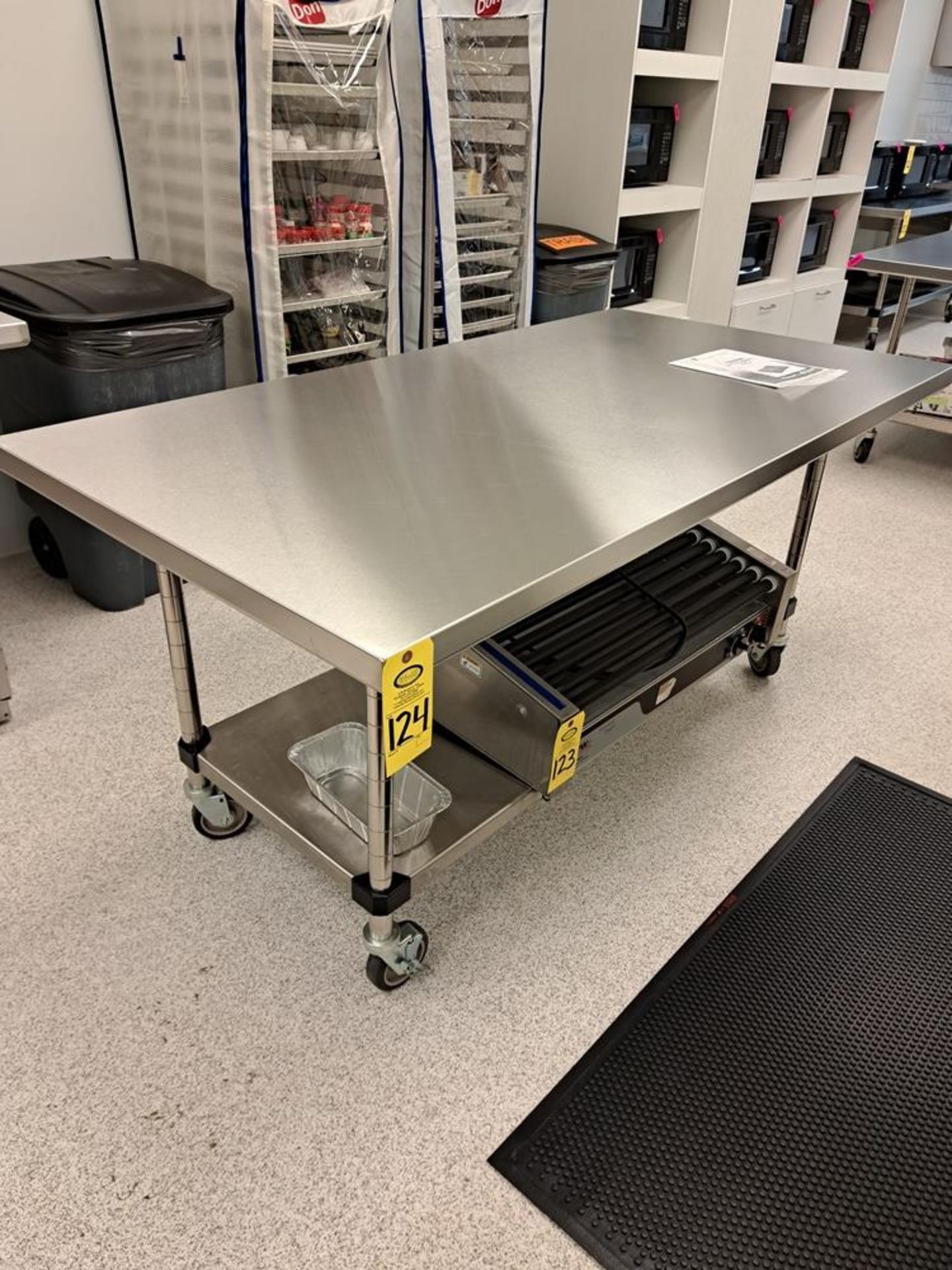 Portable Stainless Steel Table, 38" W X 6' L X 35" T bottom shelf-Removal Is By Appointment Only-All