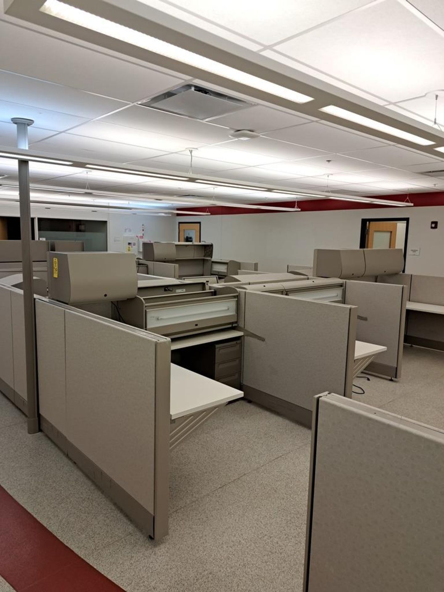(6) Herman Miller Work Station Cubicles, 20' L X 150" W X 63" T, each cubie has desk, file cabinets, - Image 2 of 8