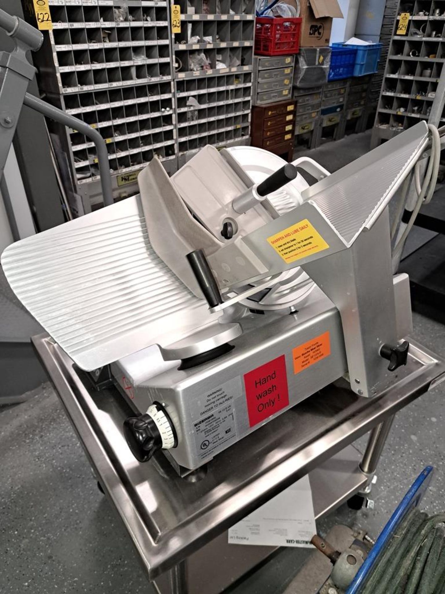 Bizerba Mdl. SEIZDU5 Deli Slicer, Ser. #10361658, on stainless steel cart-Removal Is By - Image 3 of 3