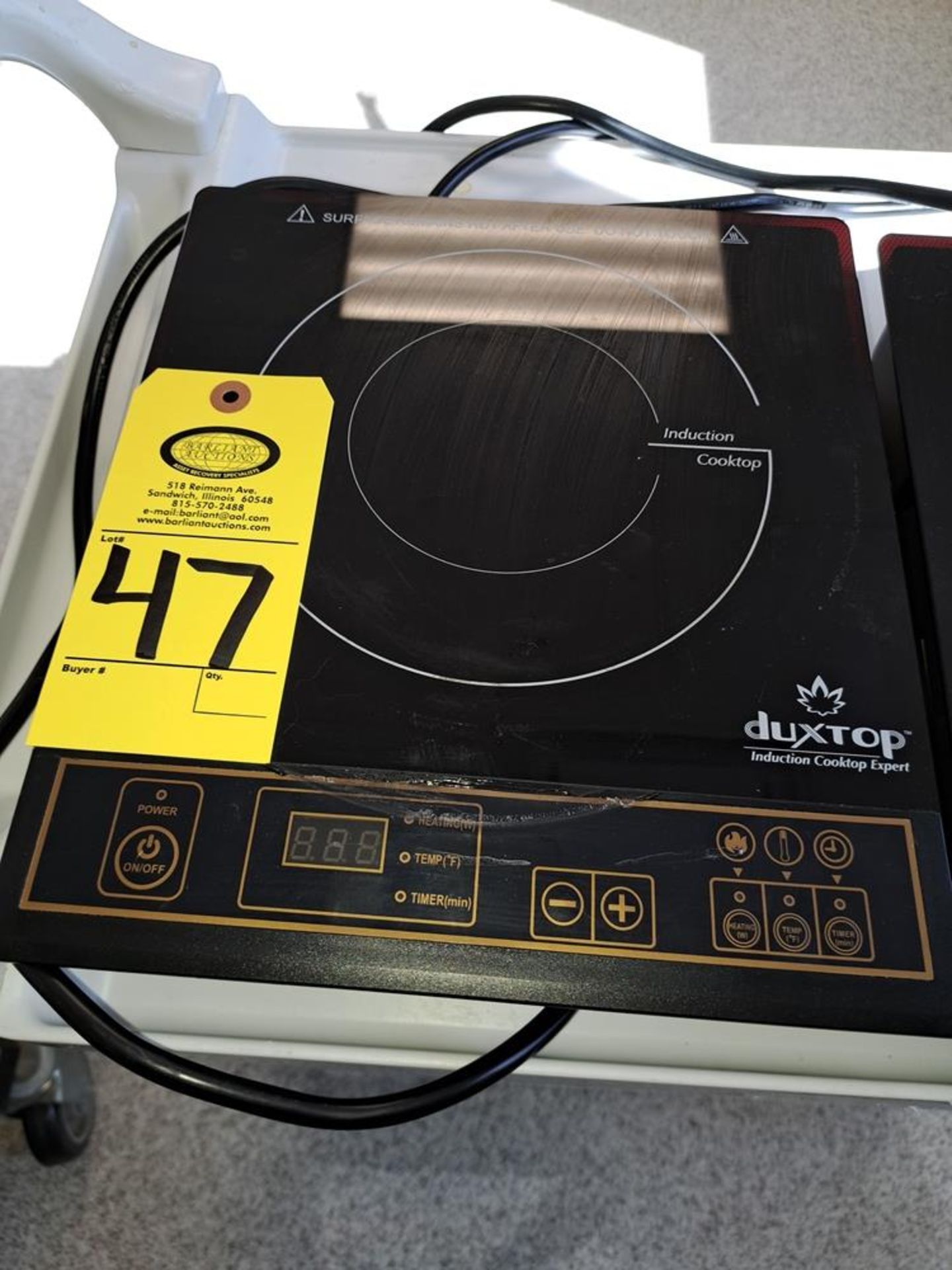 Dux Top Mdl. 8100MC Induction Cooktop, 11 1/2" W X 10 1/2" cooktop, 115 volts-Removal Is By - Image 2 of 3