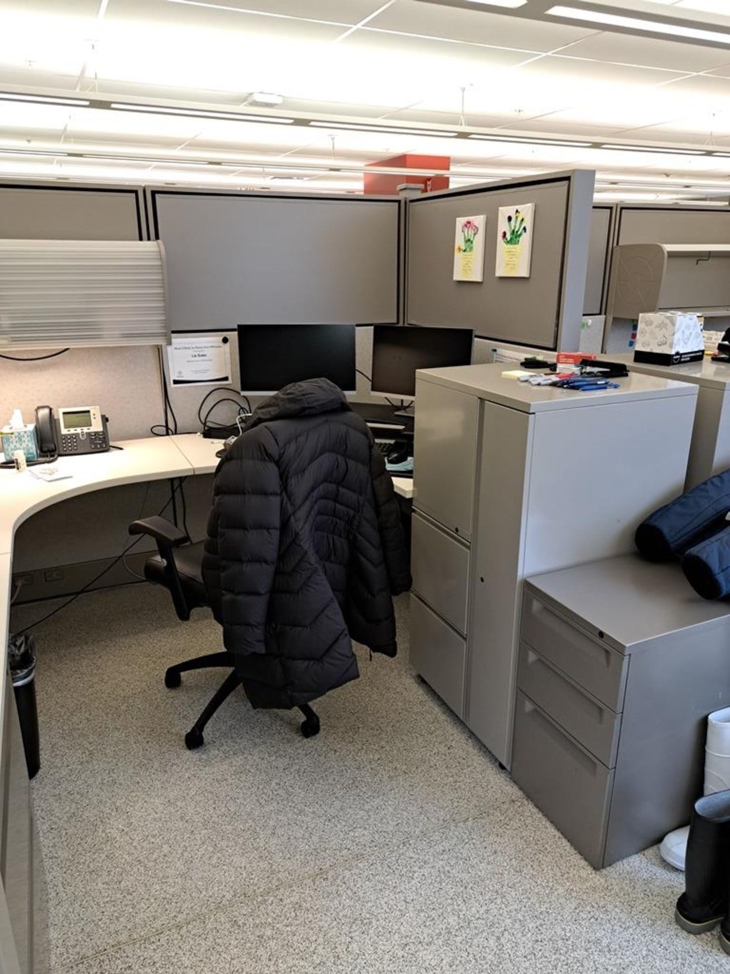 Lot Herman Miller Cubicle Work Stations, 17" W X 57' L, (12) Work Stations, Desks, Chairs, File - Image 31 of 32