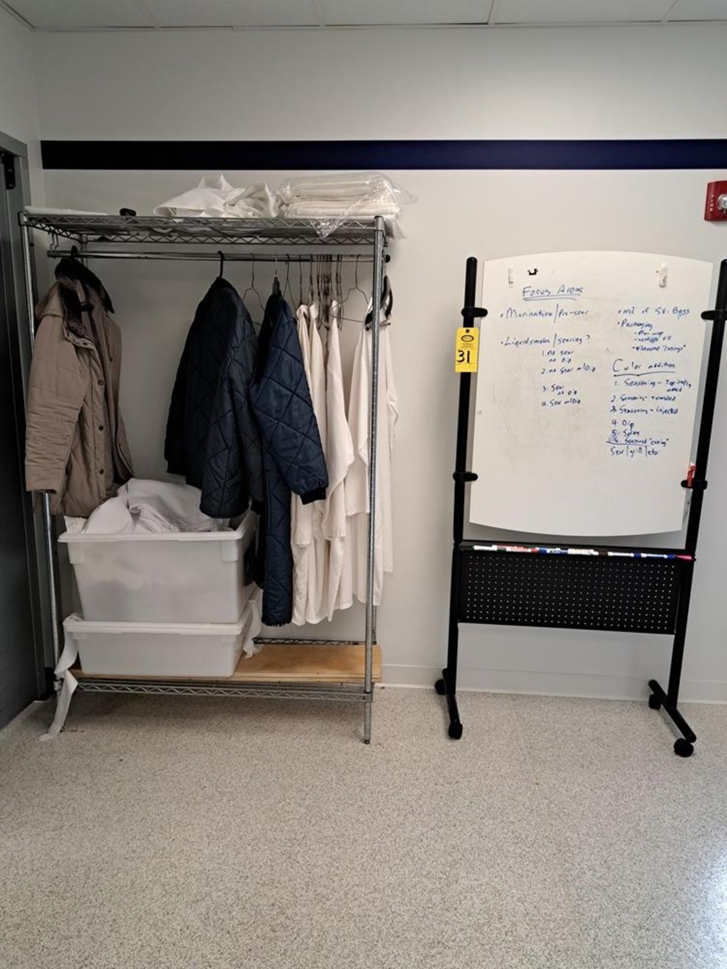 Lot (1) Dry Erase Board, (1) Coat Rack-Removal Is By Appointment Only-All Small Hand Carry Items-