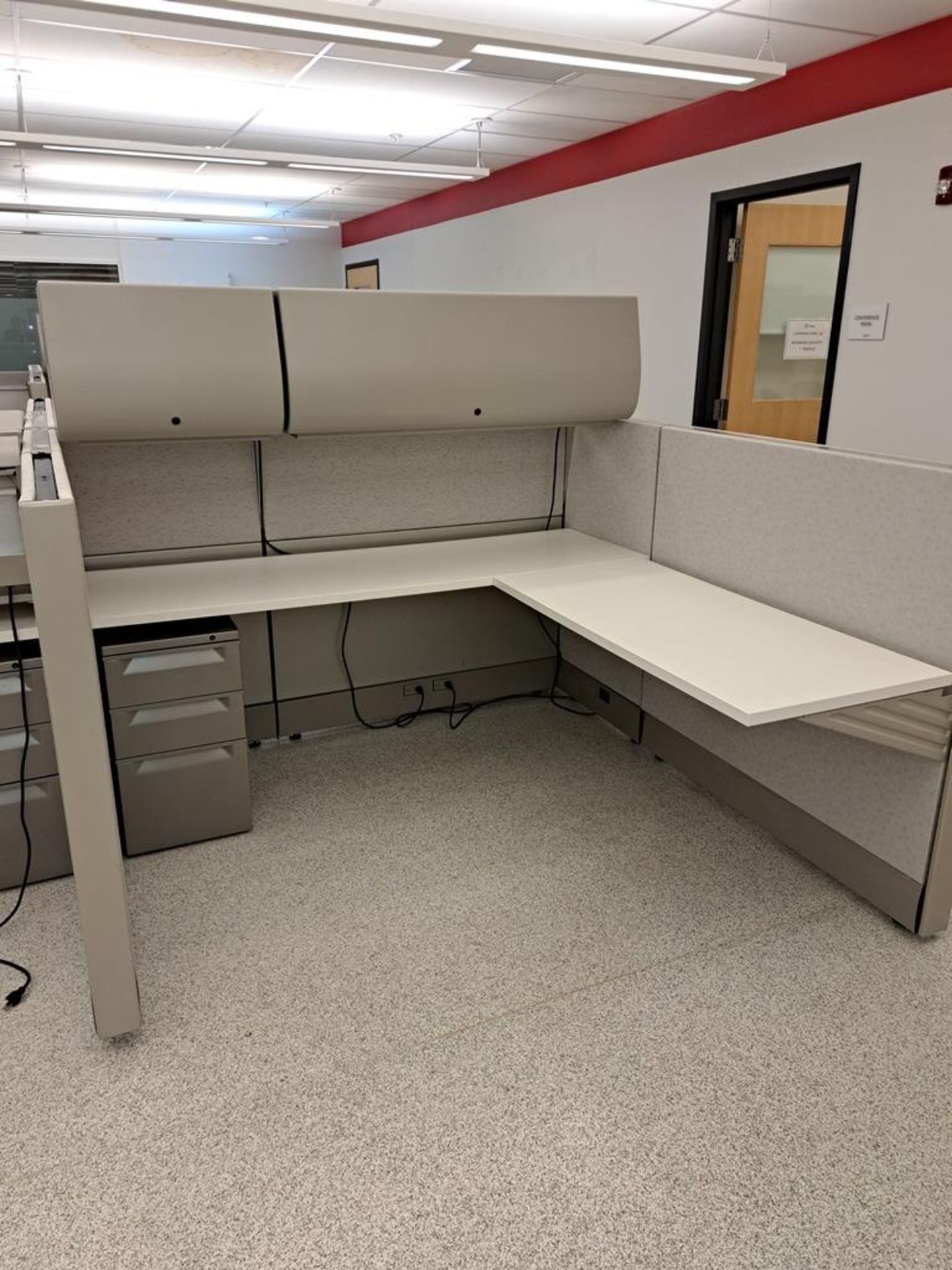 (6) Herman Miller Work Station Cubicles, 20' L X 150" W X 63" T, each cubie has desk, file cabinets, - Image 6 of 8