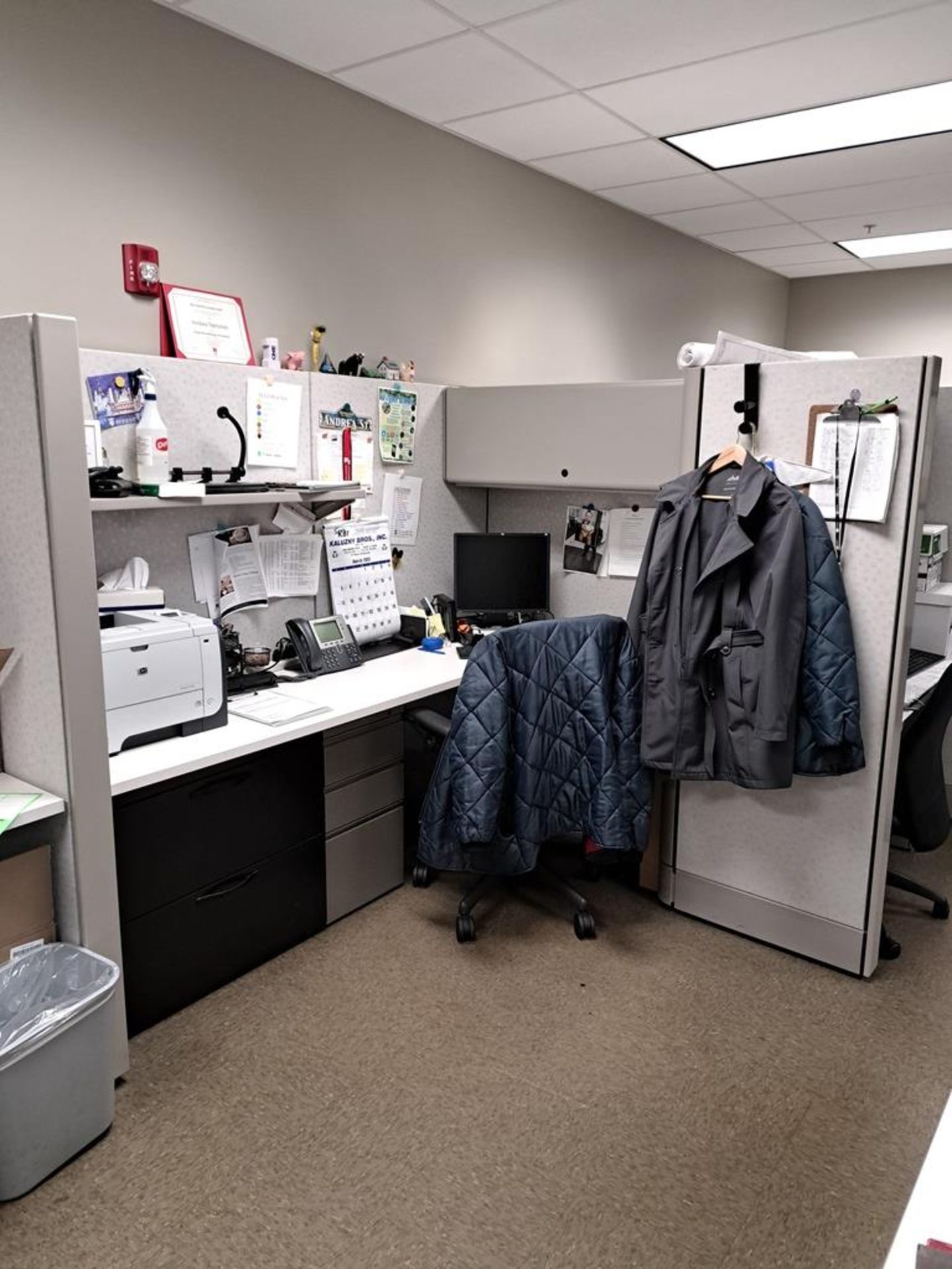 Lot Production Office, Herman Miller (4) Cubicled Work Stations, Desks, Chairs, File Cabinets, - Image 5 of 13