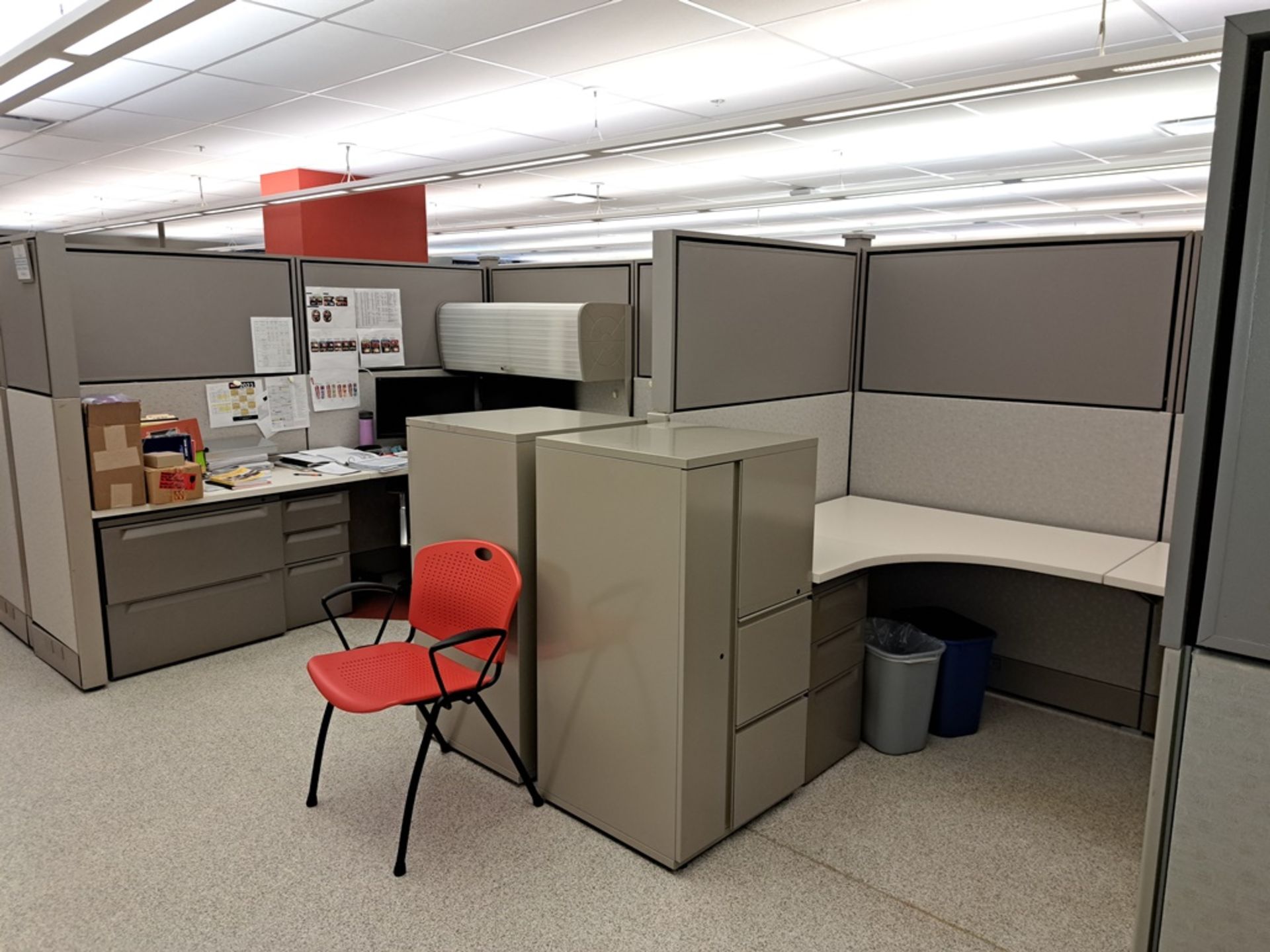 Lot Herman Miller Cubicle Work Stations, 17" W X 57' L, (12) Work Stations, Desks, File - Image 2 of 29