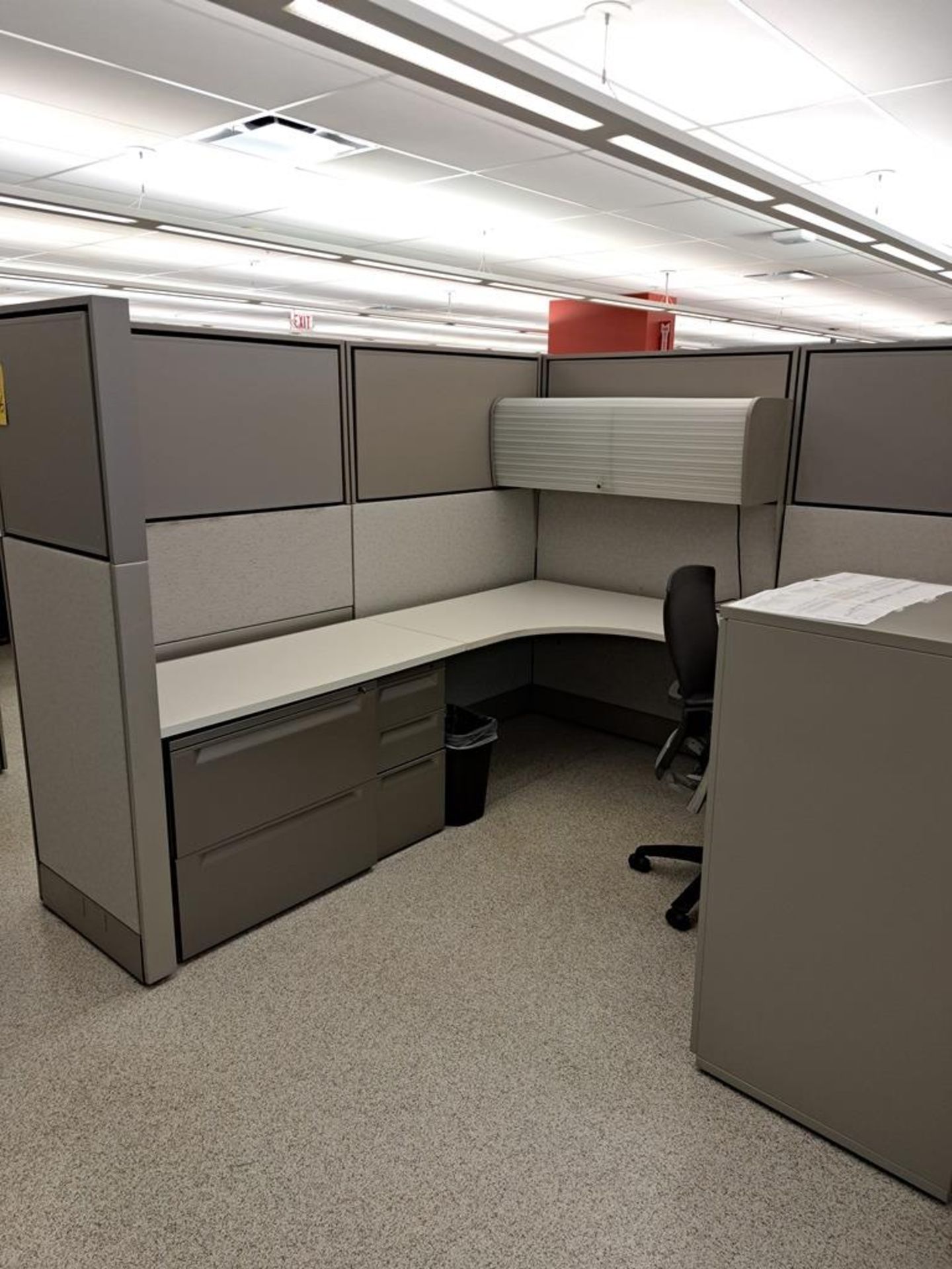Lot Herman Miller Cubicle Work Stations, 17" W X 57' L, (12) Work Stations, Desks, Chairs, File - Image 5 of 32