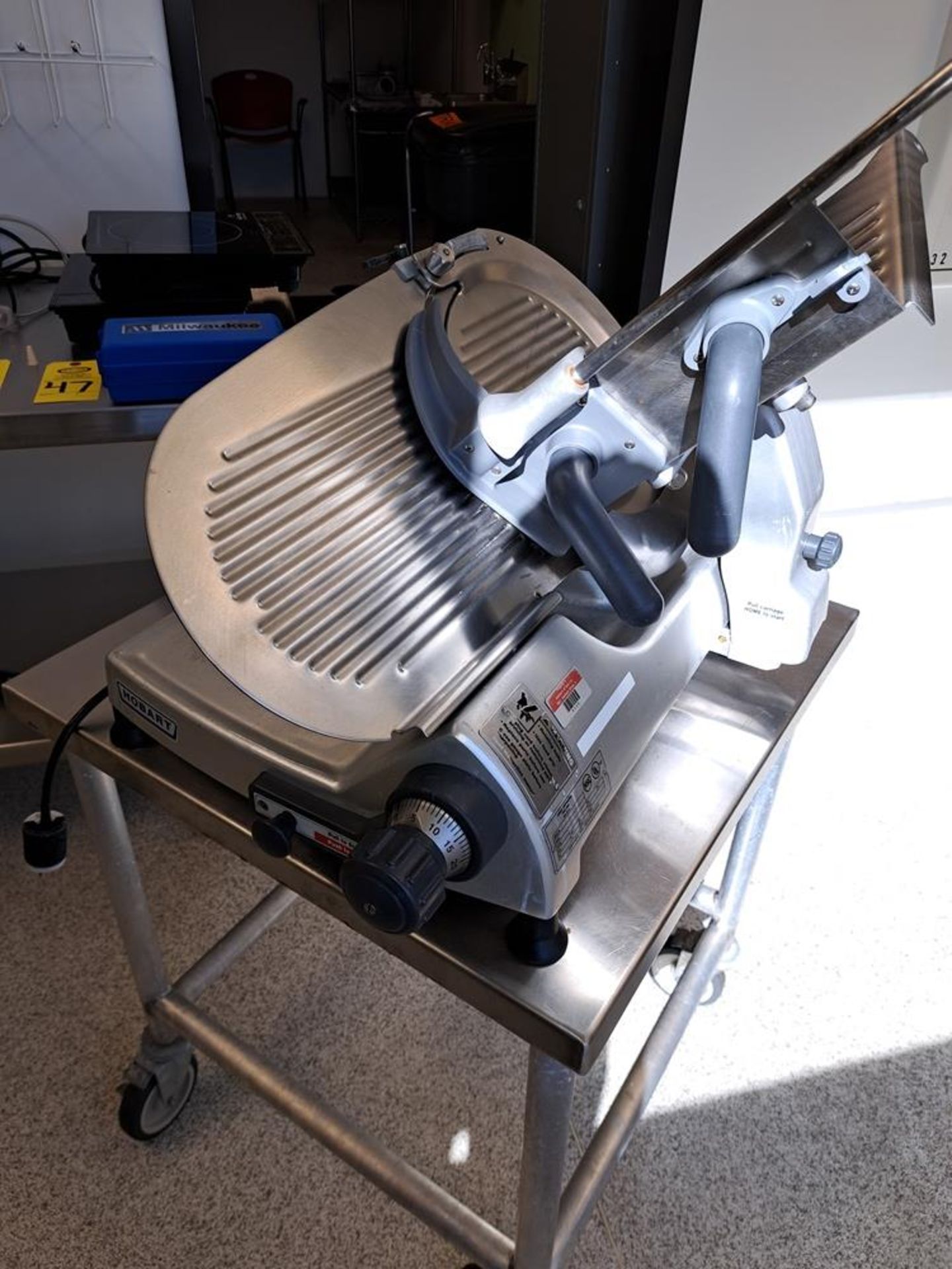 Hobart Mdl. 2812 Automatic Deli Slicer, Ser. #561-115-957, on stainless steel cart-Removal Is By - Image 3 of 3
