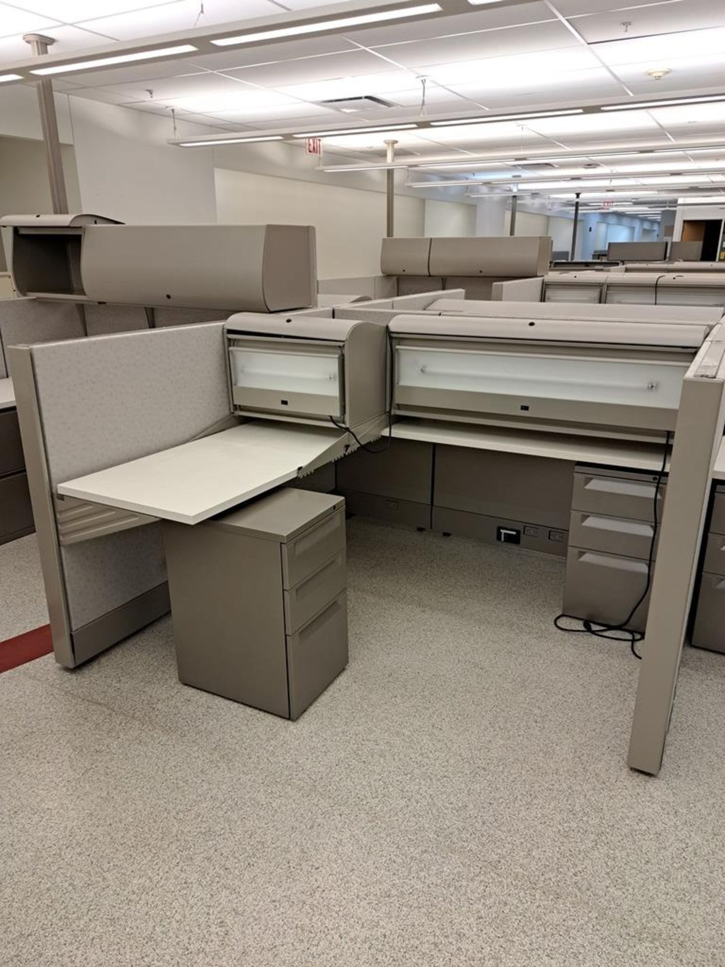 (6) Herman Miller Work Station Cubicles, 20' L X 150" W X 63" T, each cubie has desk, file cabinets, - Image 6 of 7