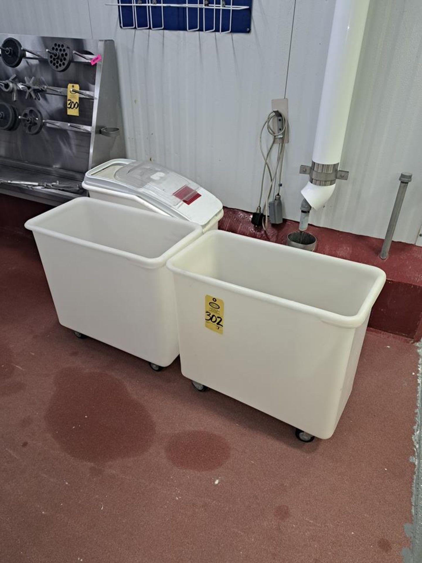 (2) Plastic Carts, 13" W X 26" L X 22" D, (1) Plastic Tub with lid-Removal Is By Appointment Only-