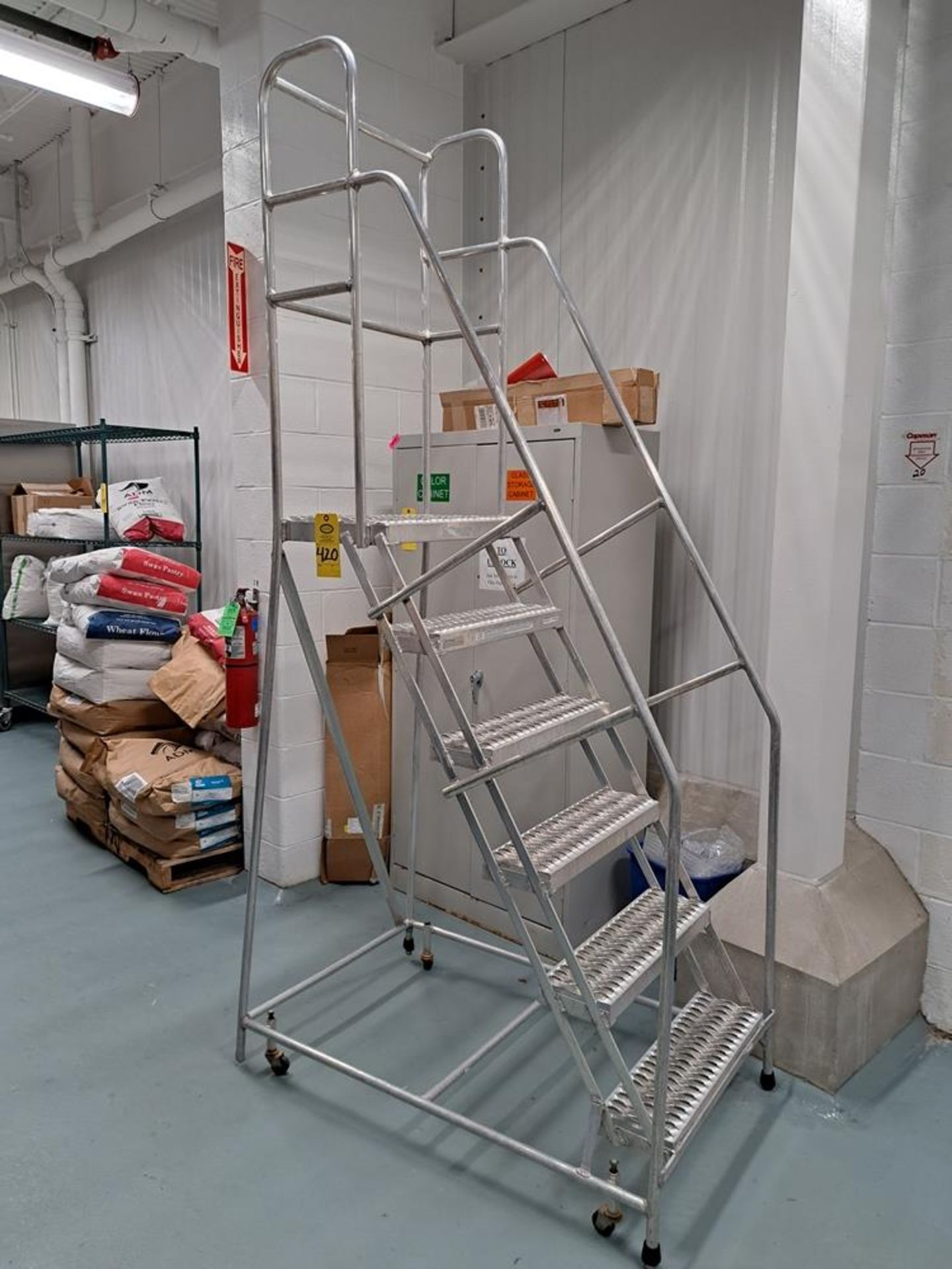 Aluminum Portable Ladder, 24" W X 4' L X 103" T (5' top platform)-Removal Is By Appointment Only-All