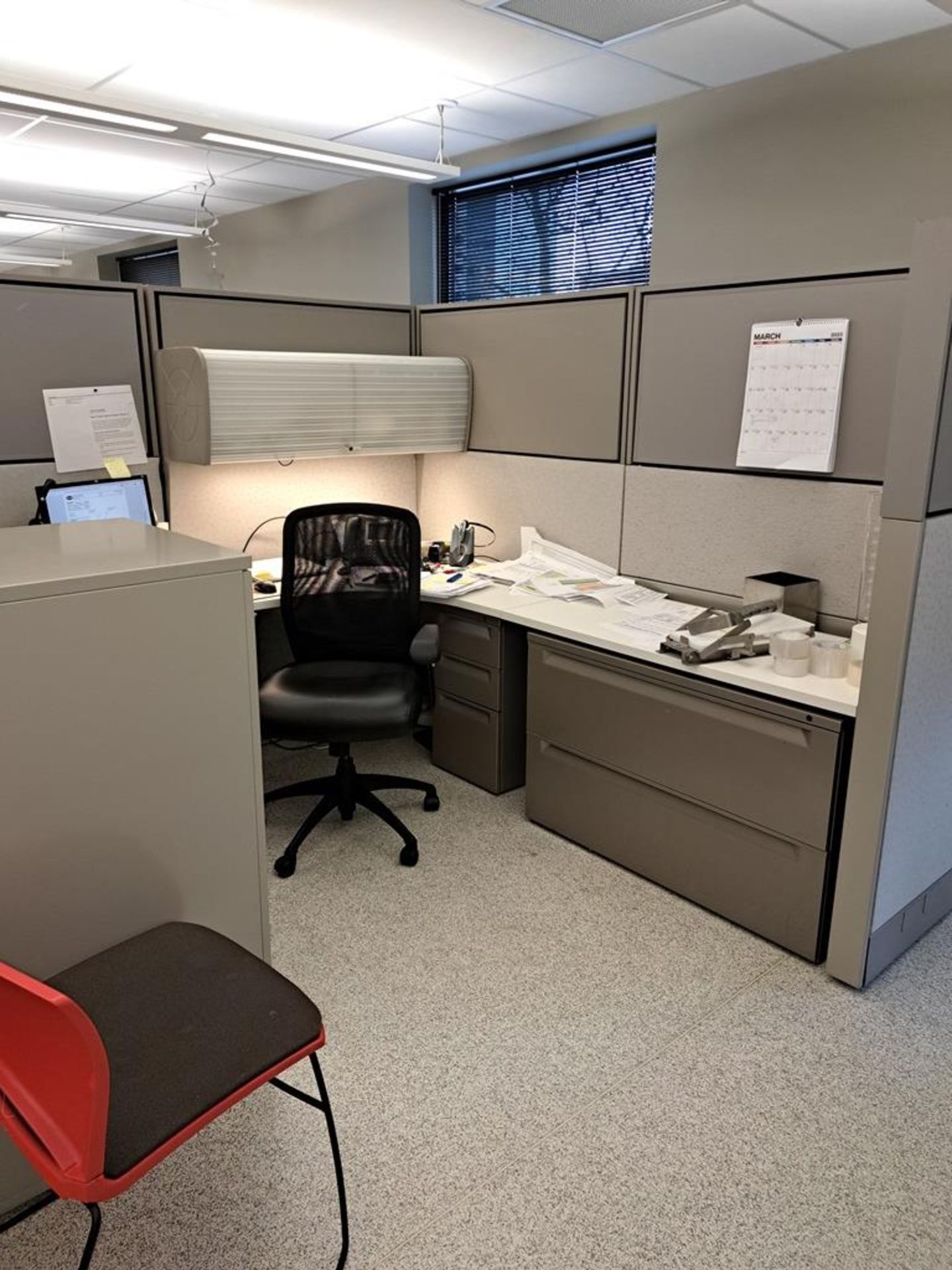 Lot Herman Miller Cubicle Work Stations, 17" W X 57' L, (12) Work Stations, Desks, File - Image 16 of 29