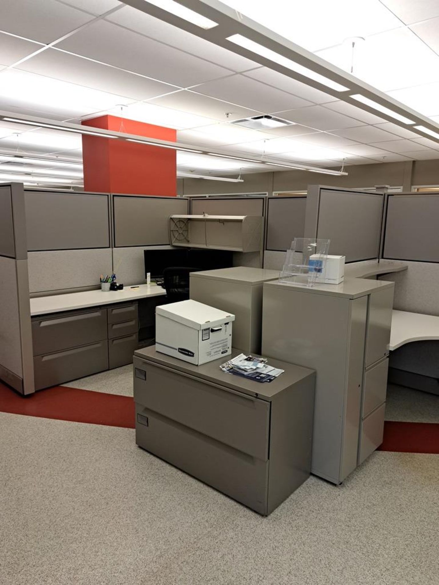 Lot Herman Miller Cubicle Work Stations, 17" W X 50' L, (10) Work Stations, Desks, File - Image 7 of 14